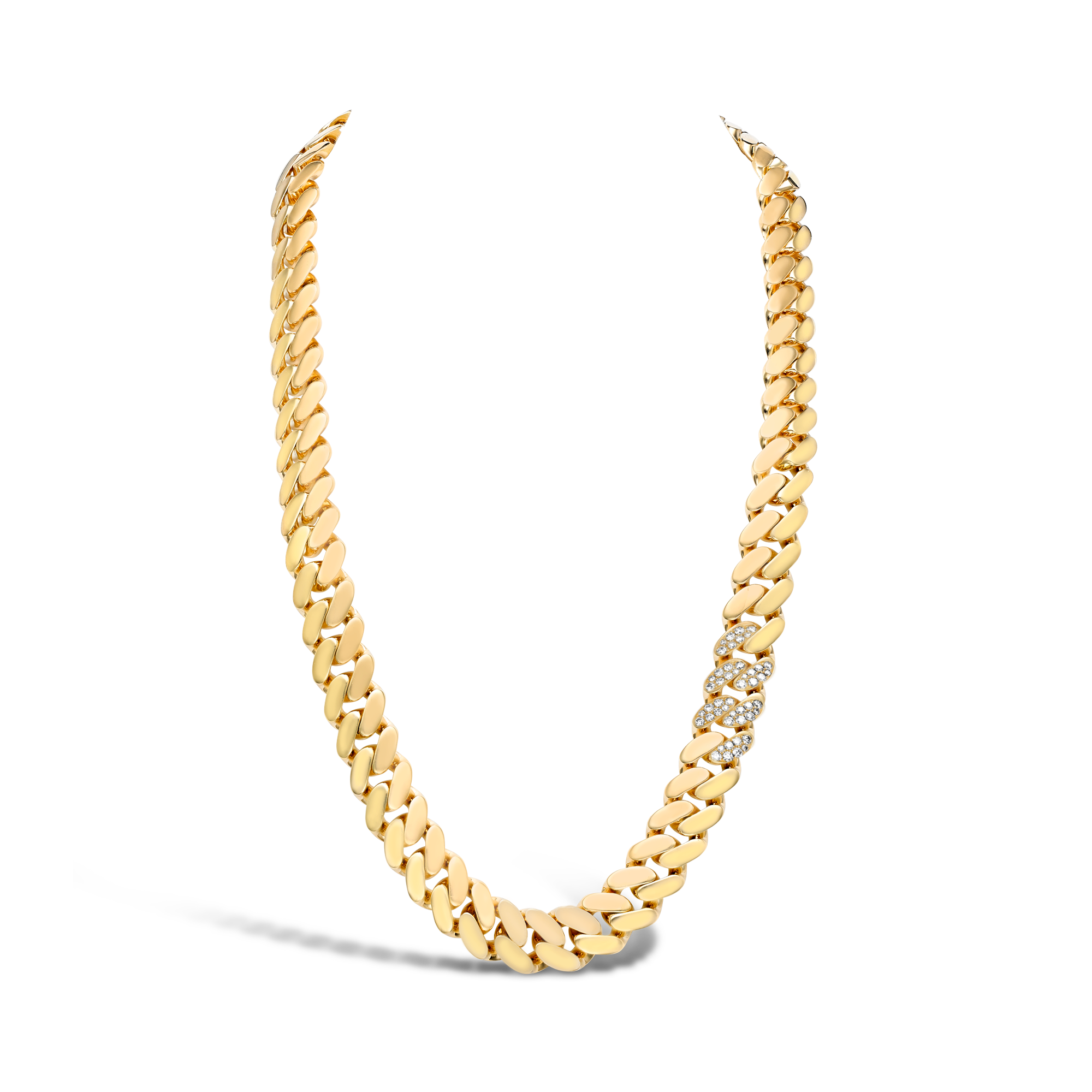 Fusion Long Polished Curb Link Necklace (50cm) Brilliant Cut, Pave Set_1