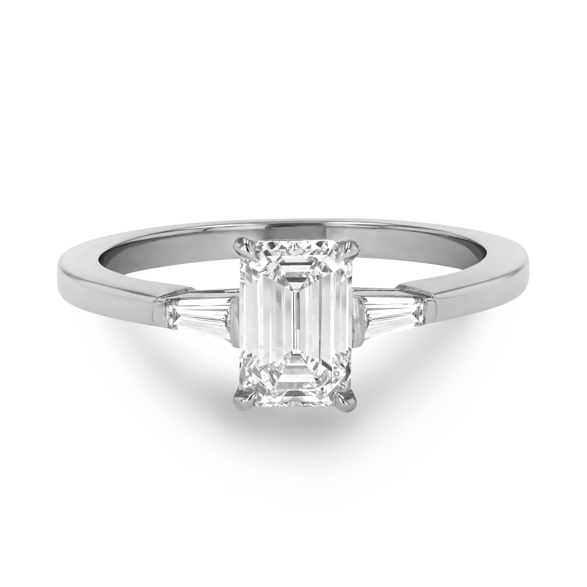 1.01CT Diamond Solitaire Ring Emerald Cut, Solitaire, Tapered Baguettes_2