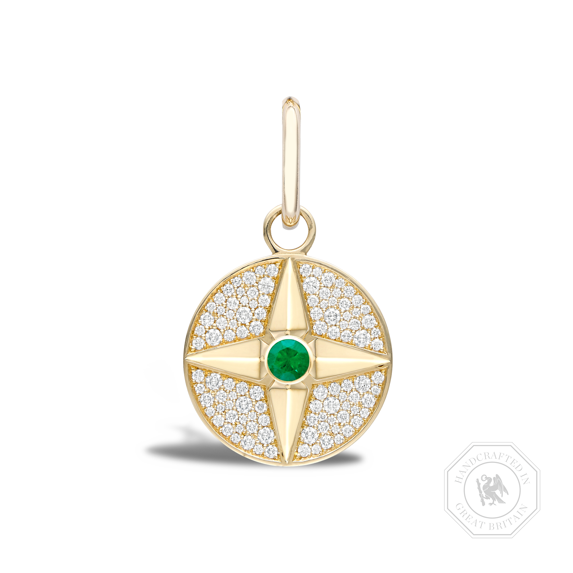 Emerald (May) Pendant Charm Brilliant cut, Claw set_1