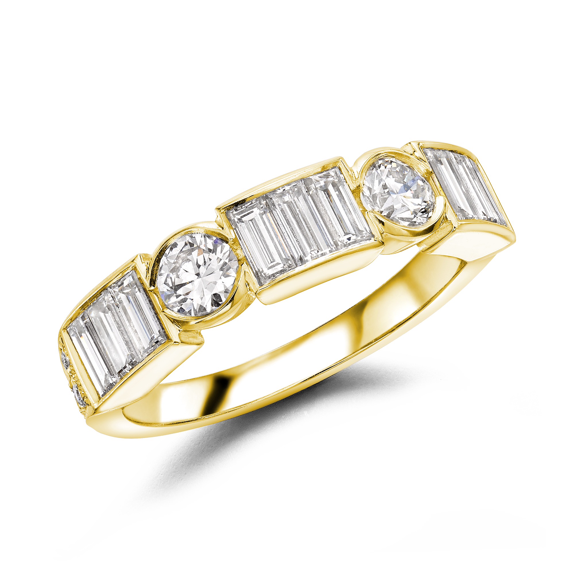 Antrobus 1.57ct Diamond Half Eternity Ring Baguette Cut, Rubover Set_1