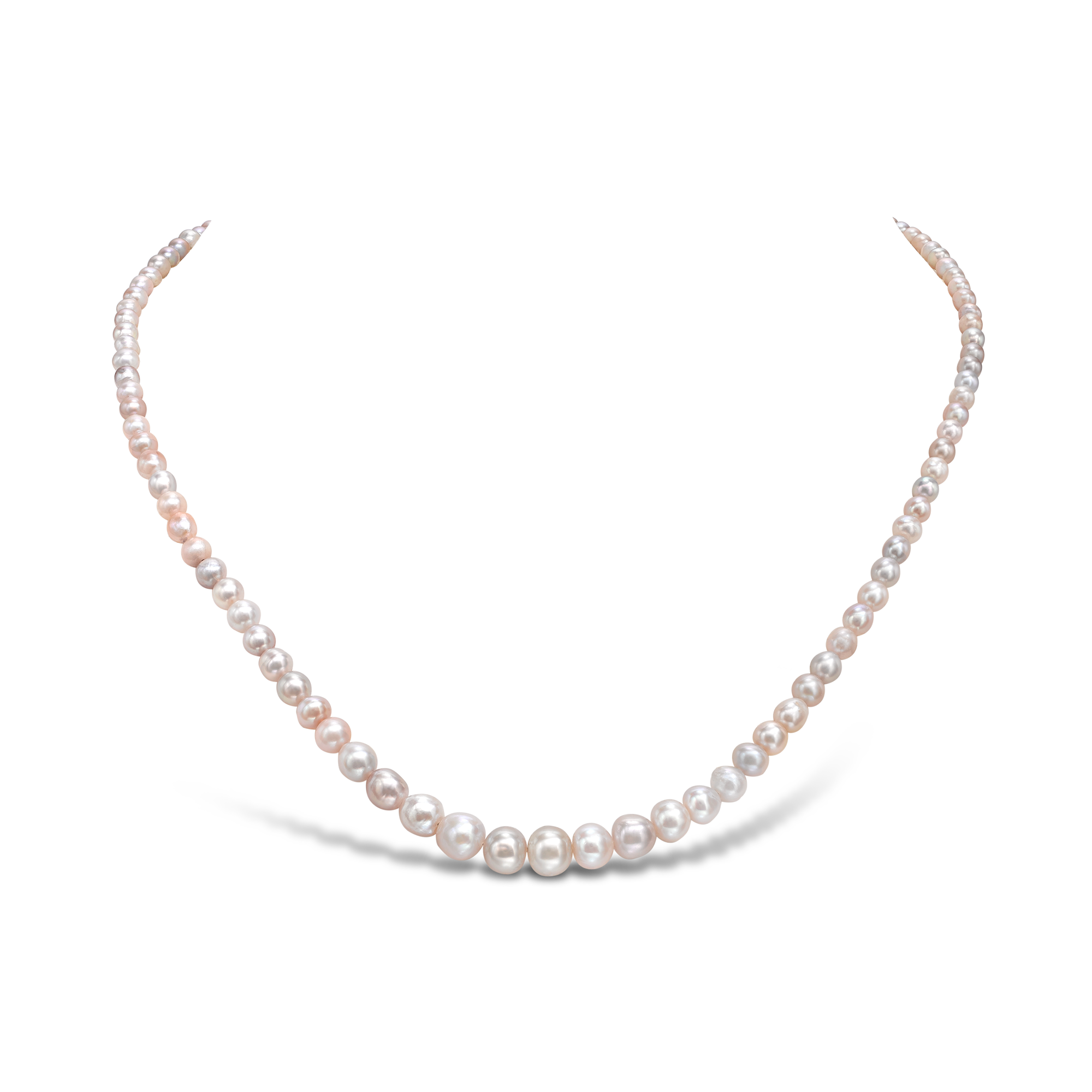 Belle Époque Natural Pearl Necklace Graduated Pearl Necklet, with Sapphire Clasp_1