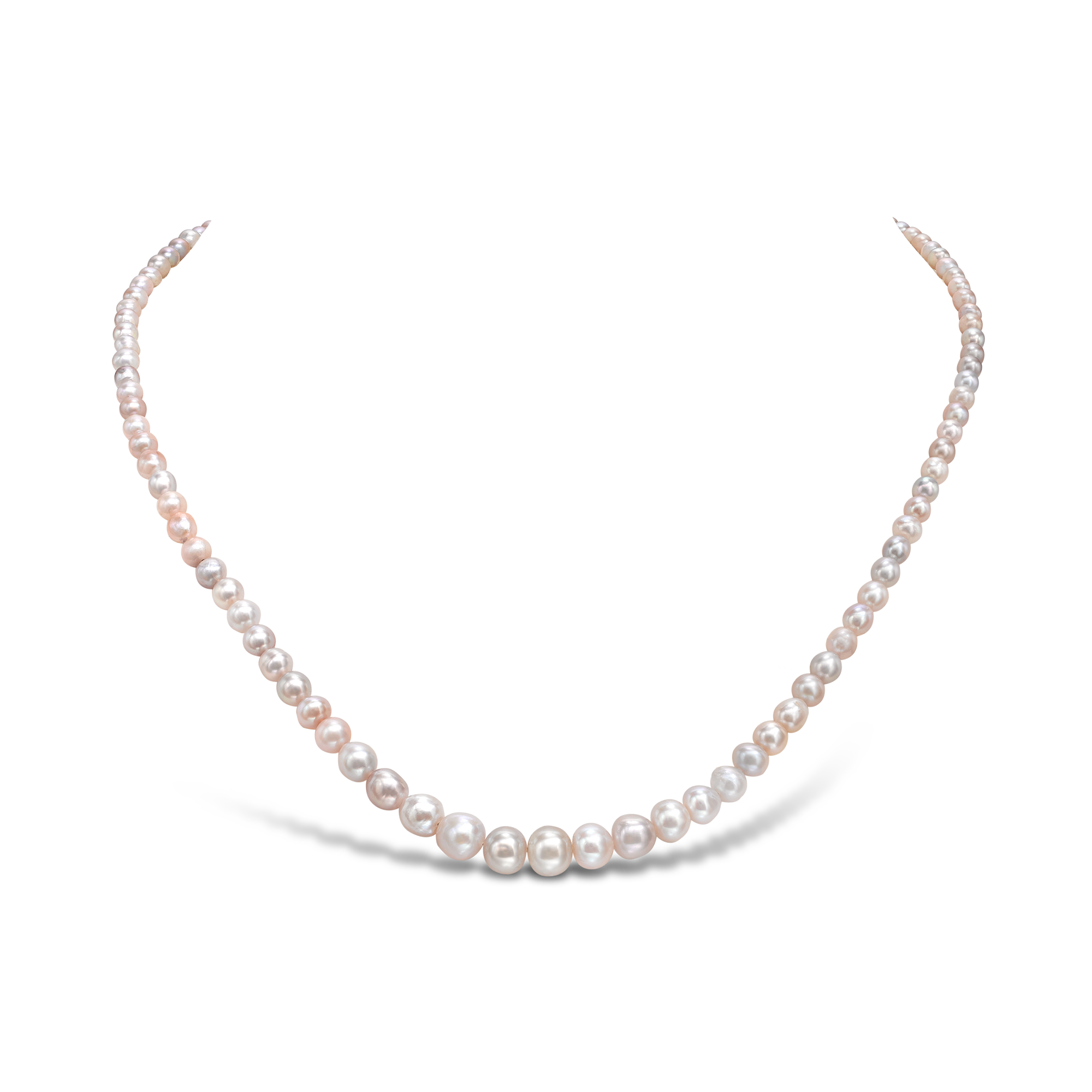 Belle Époque Natural Pearl Necklace Graduated Pearl Necklet, with Sapphire Clasp_1