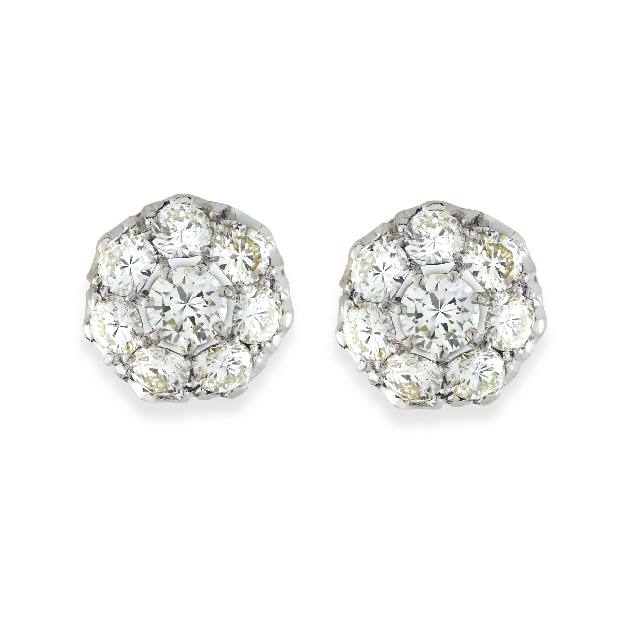 Diamond Cluster Ear Studs Brilliant Cut Diamond Cluster Ear Studs_1