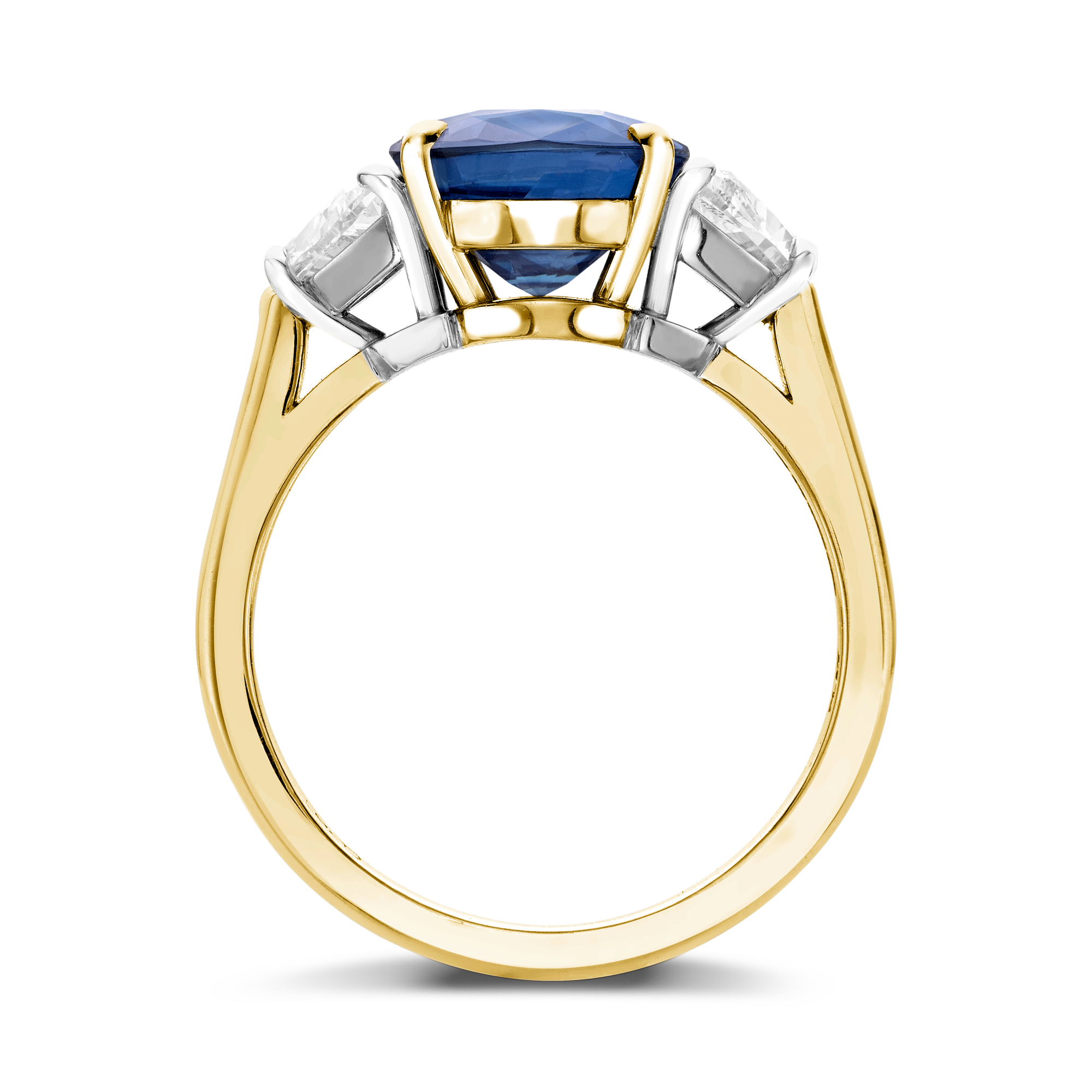 Classic 4.04ct Sapphire and Diamond Three Stone Ring Oval Cut, Claw Set_3