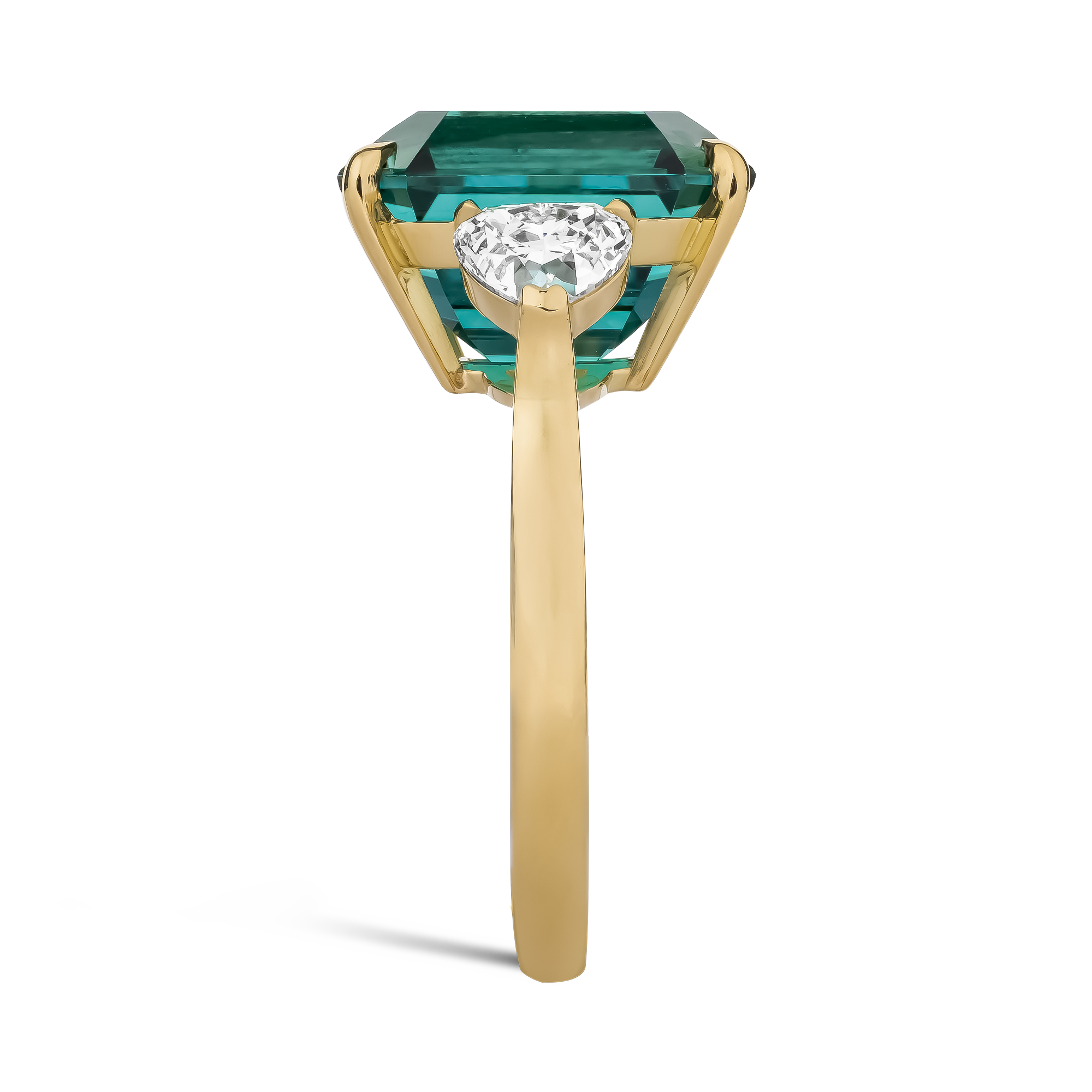Emerald Cut 8.08ct Lagoon Tourmaline and Diamond Ring Emerald Cut, Claw Set_4