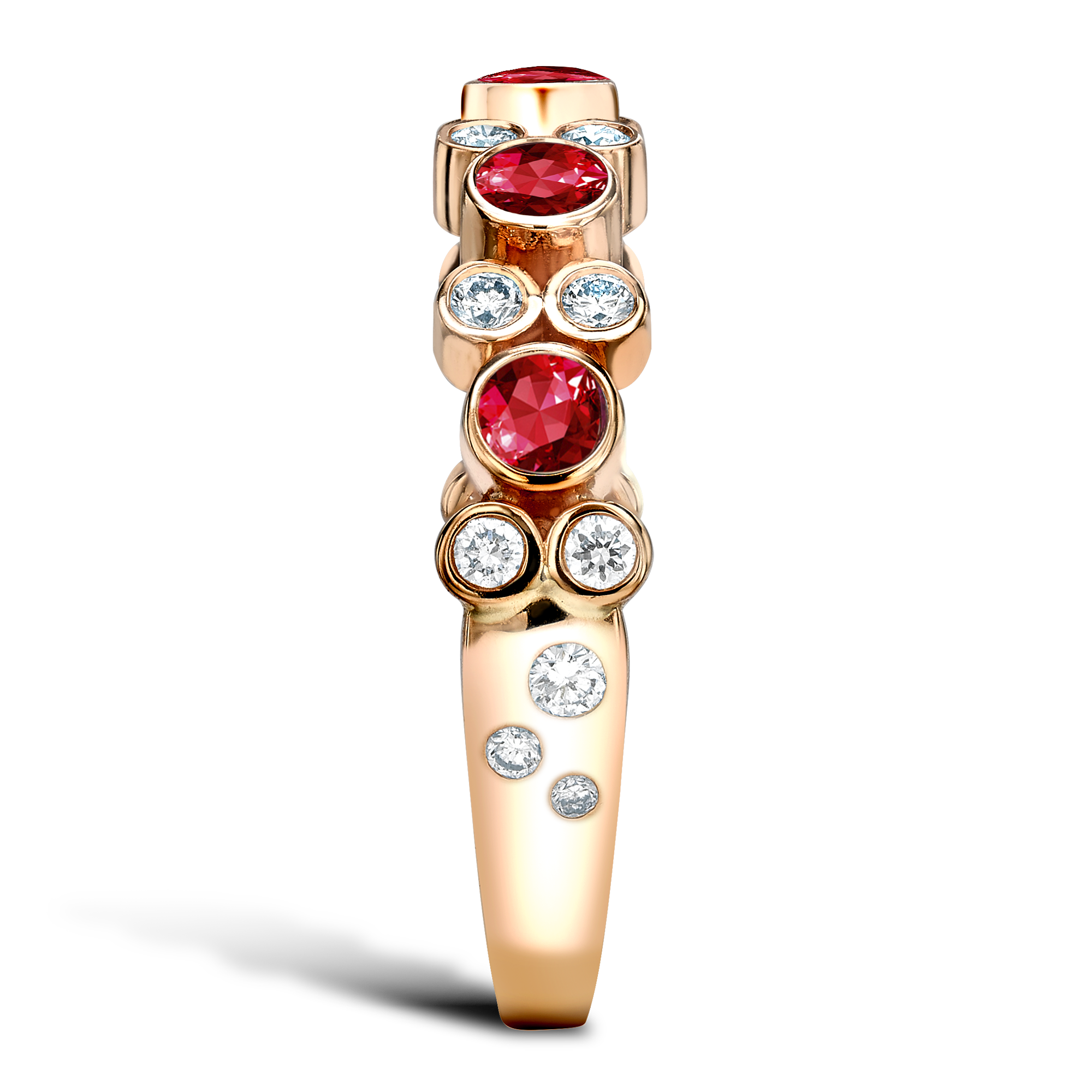 Bubbles Ruby and Diamond Band Ring Brilliant Cut, Rubover Set_4