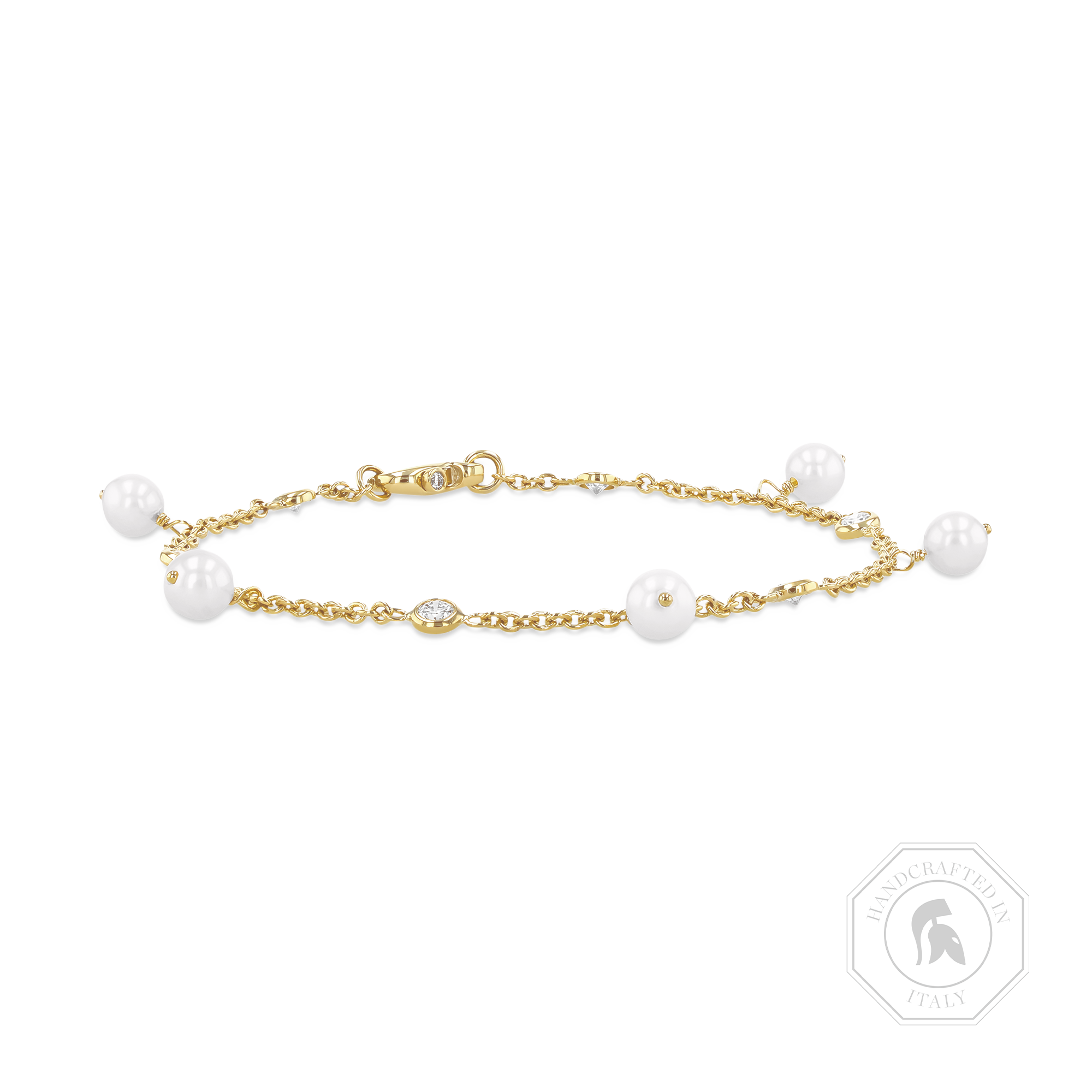 Akoya Pearl and Diamond Bracelet Brilliant Cut, Rubover Set_1