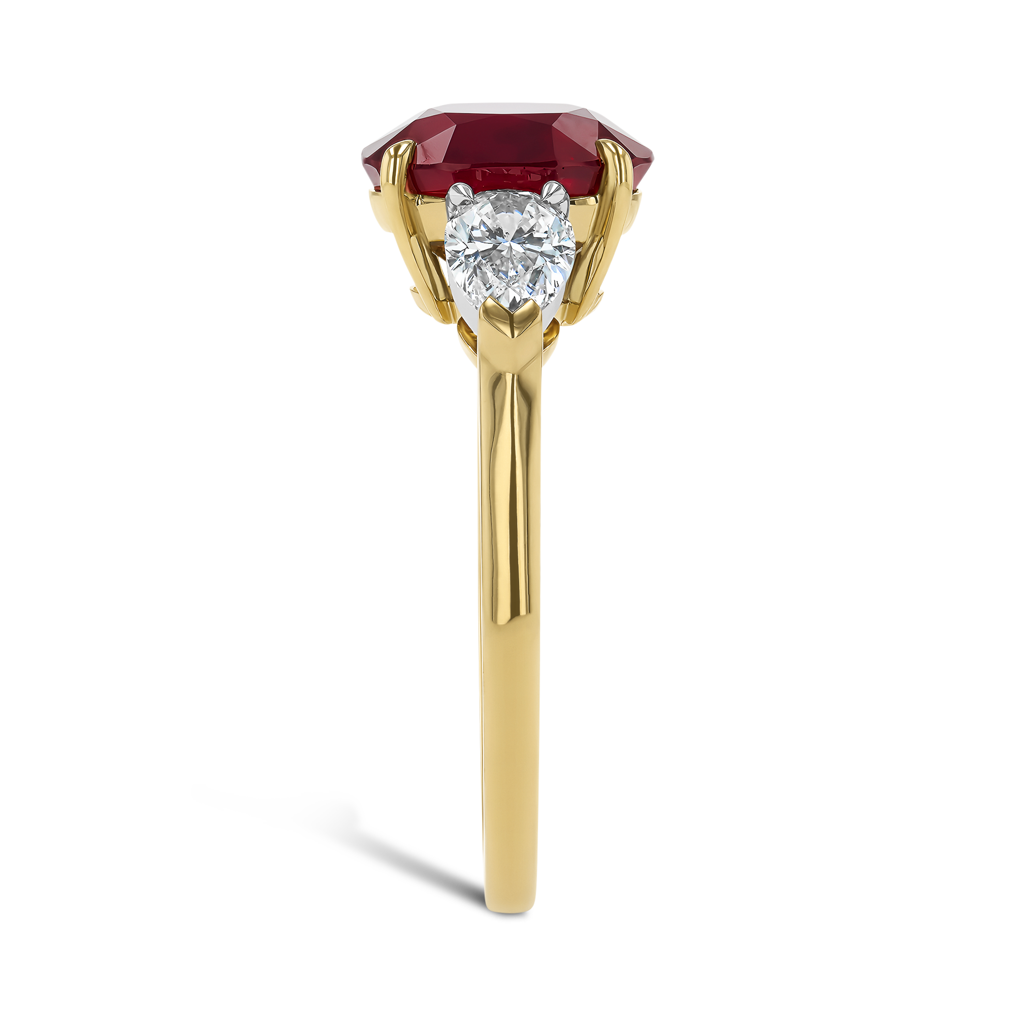 Oval Cut 3.02ct Madagascan Ruby and Diamond Ring Oval & Pear Cut, Claw Set_4