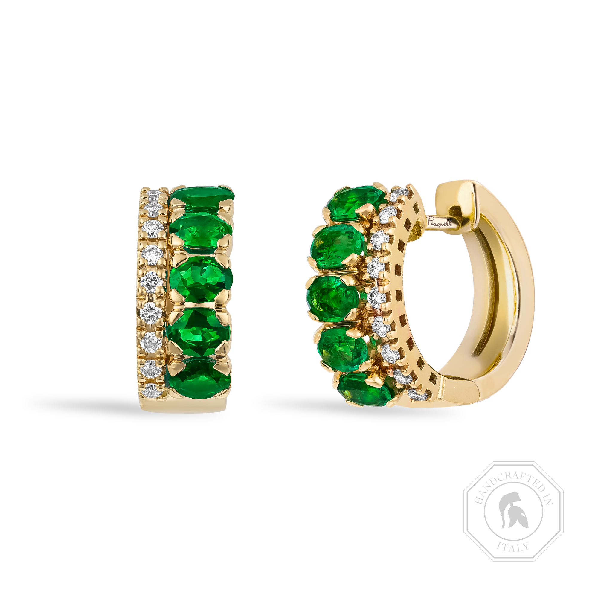 Oval Cut 1.35ct Emerald and Diamond Hoop Earrings Oval Cut, Claw Set_1