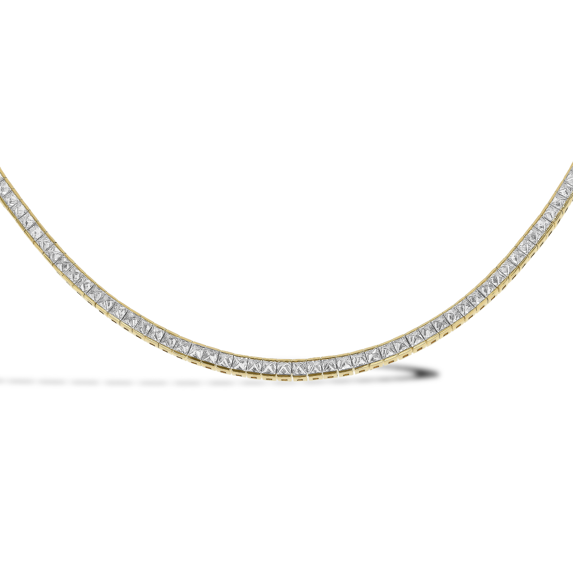 RockChic 9.02ct Inverted Princess Cut Diamond Necklace Princess Cut, Channel Set_2