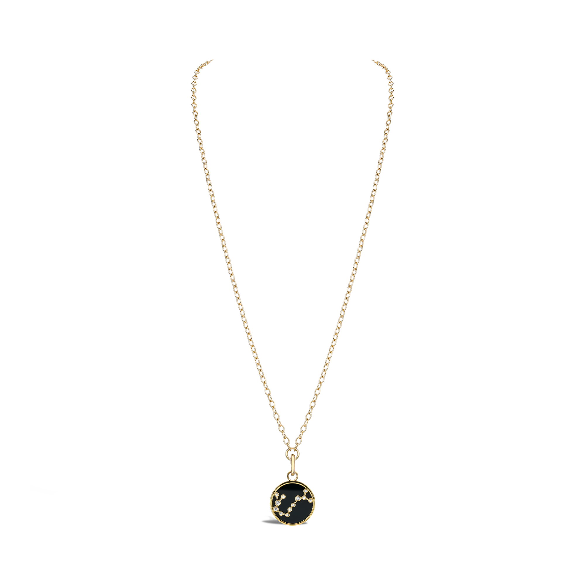 Constellation Diamond and Black Onyx Scorpio Pendant Charm Brilliant Cut, Rubover Set_3