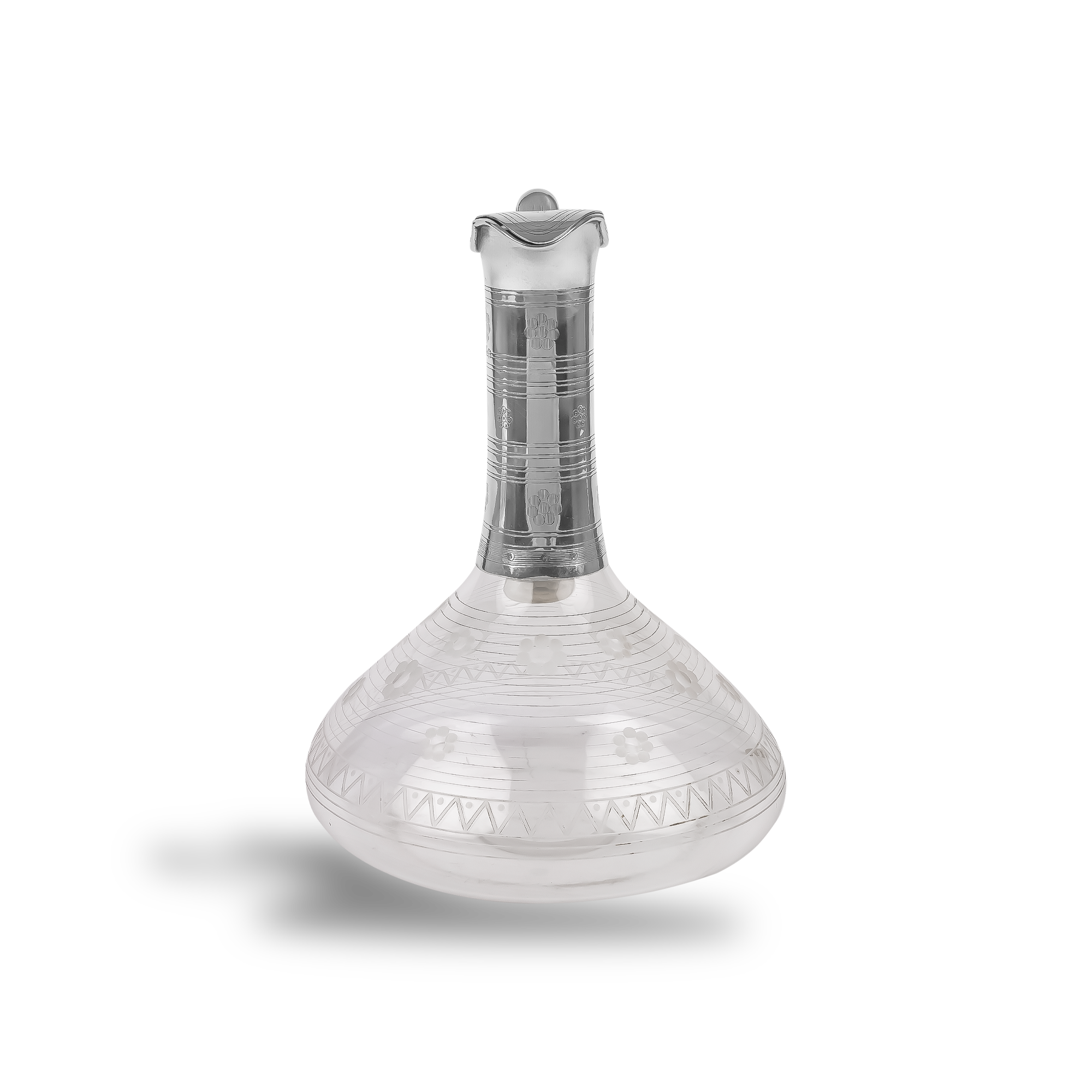 Silver Queen Victoria Engraved Glass Claret Jug Hallmarked London_2