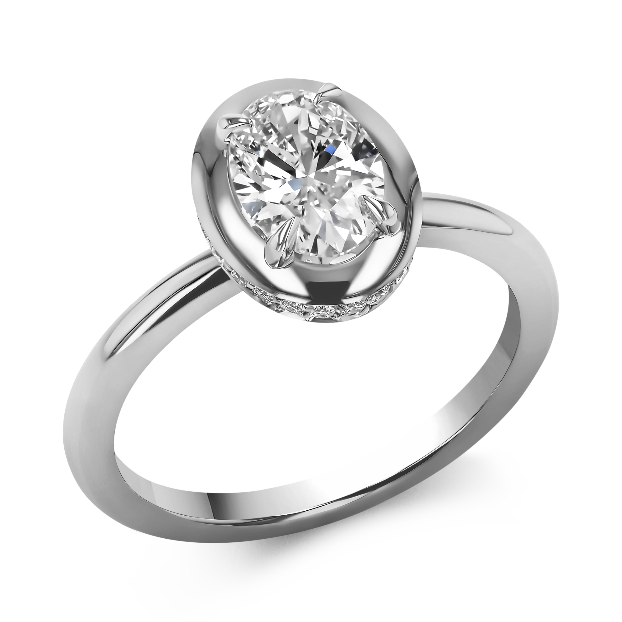 Skimming Stone 0.90ct Oval Diamond Solitaire Ring Brilliant cut, Claw set_1