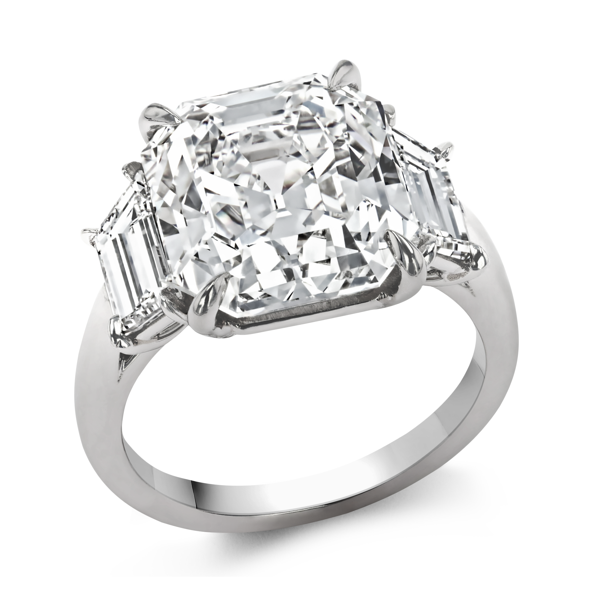 Asscher Cut 8.03ct Diamond Three Stone Ring Asscher Cut, Claw Set_1