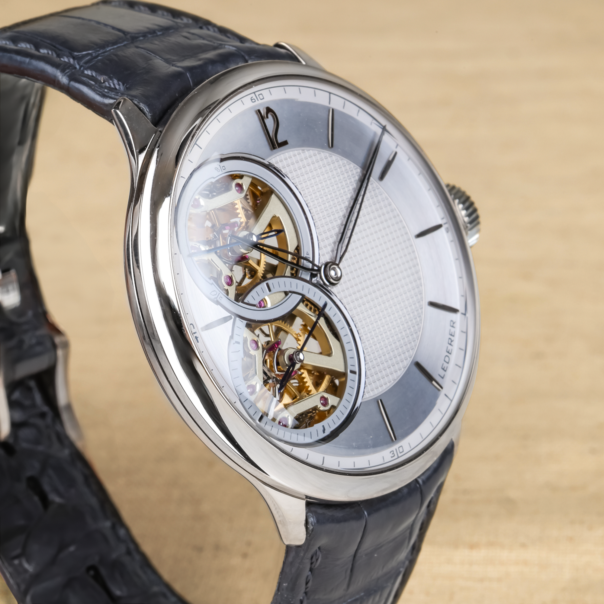 Lederer Central Impulse Chronometer 44mm, Rhodium Dial, Baton Numerals_6