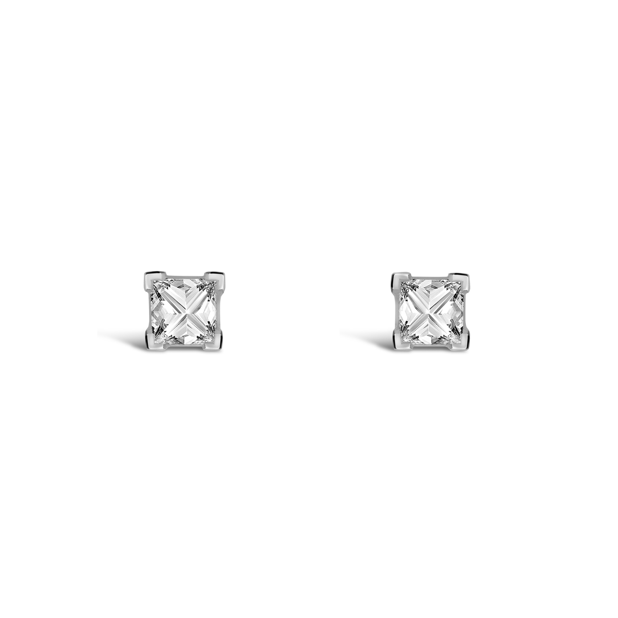 RockChic Diamond Solitaire Earrings Princess Cut, Claw Set_1