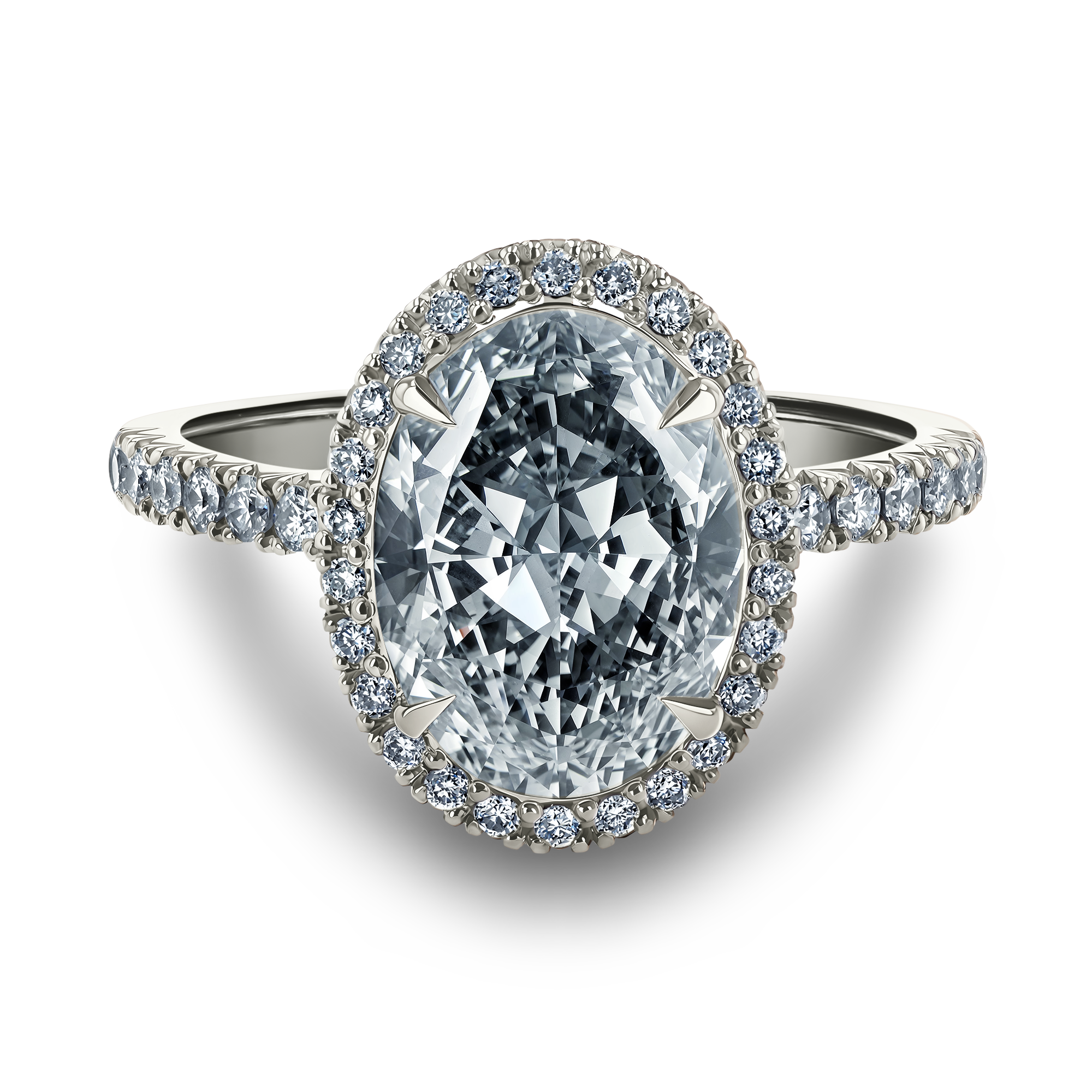 Masterpiece Celestial Fancy Blue-Grey Oval Cut Diamond Ring Oval & Brilliant Cut, Claw Set_2