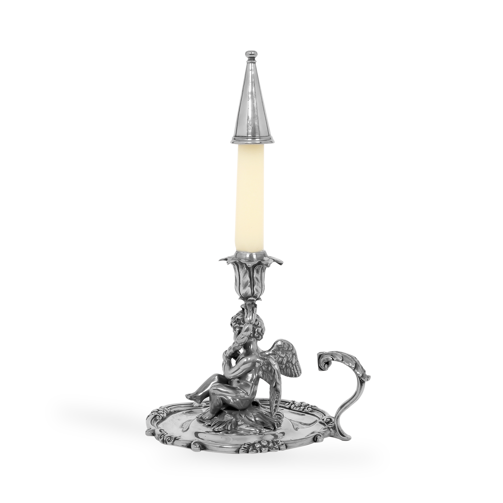 Silver William IV Cherub Design Chamber Stick Hallmarked London_3