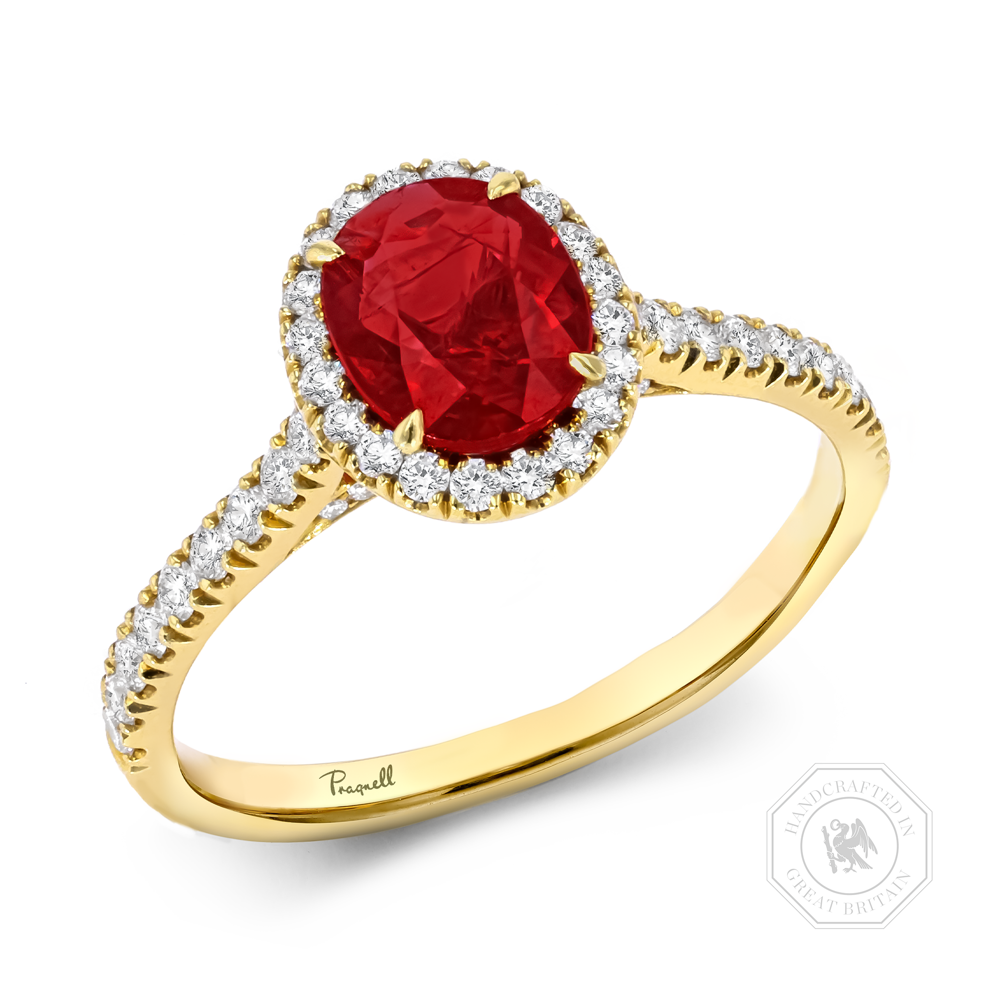Oval 1.11ct Ruby and Diamond Cluster Ring Oval Cut, Claw & Micro Pave Set_1