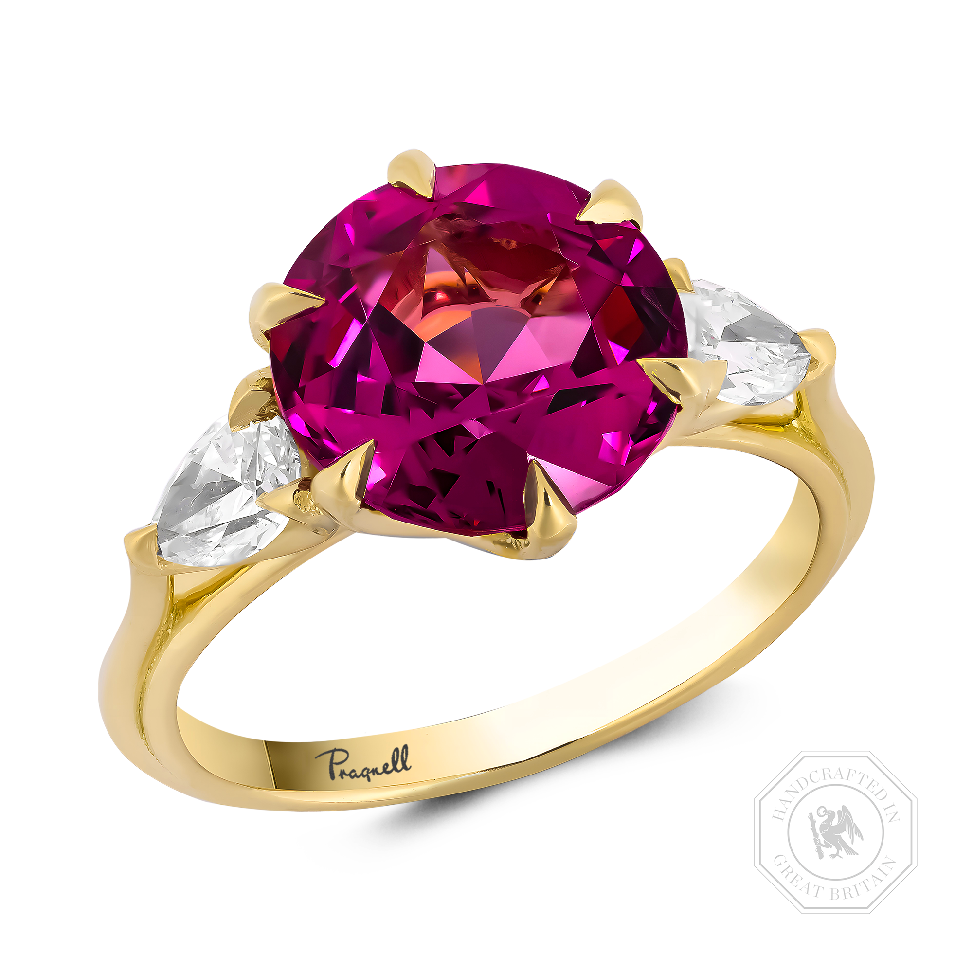 Brilliant Cut 4.44ct Kitulo Garnet and Diamond Ring Brilliant cut, Claw set_1