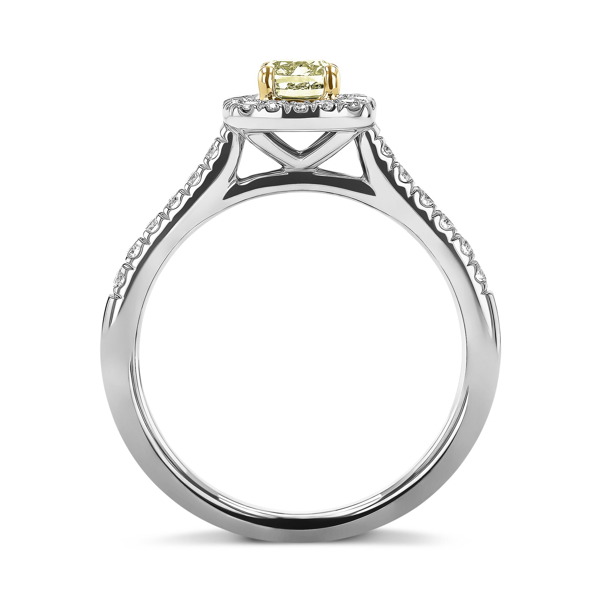 Celestial Radiant Cut 0.46ct Fancy Yellow Diamond Cluster Ring Radiant Cut, Claw Set_3