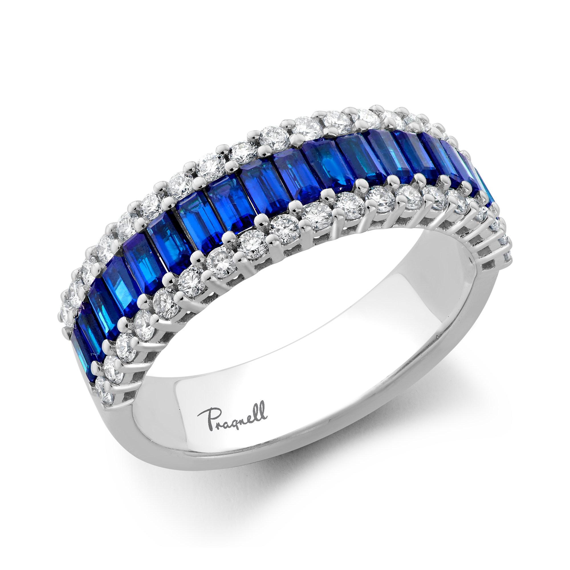 Sapphire and Diamond Eternity Ring Baguette Cut, Brilliant Cut, Claw Set_1