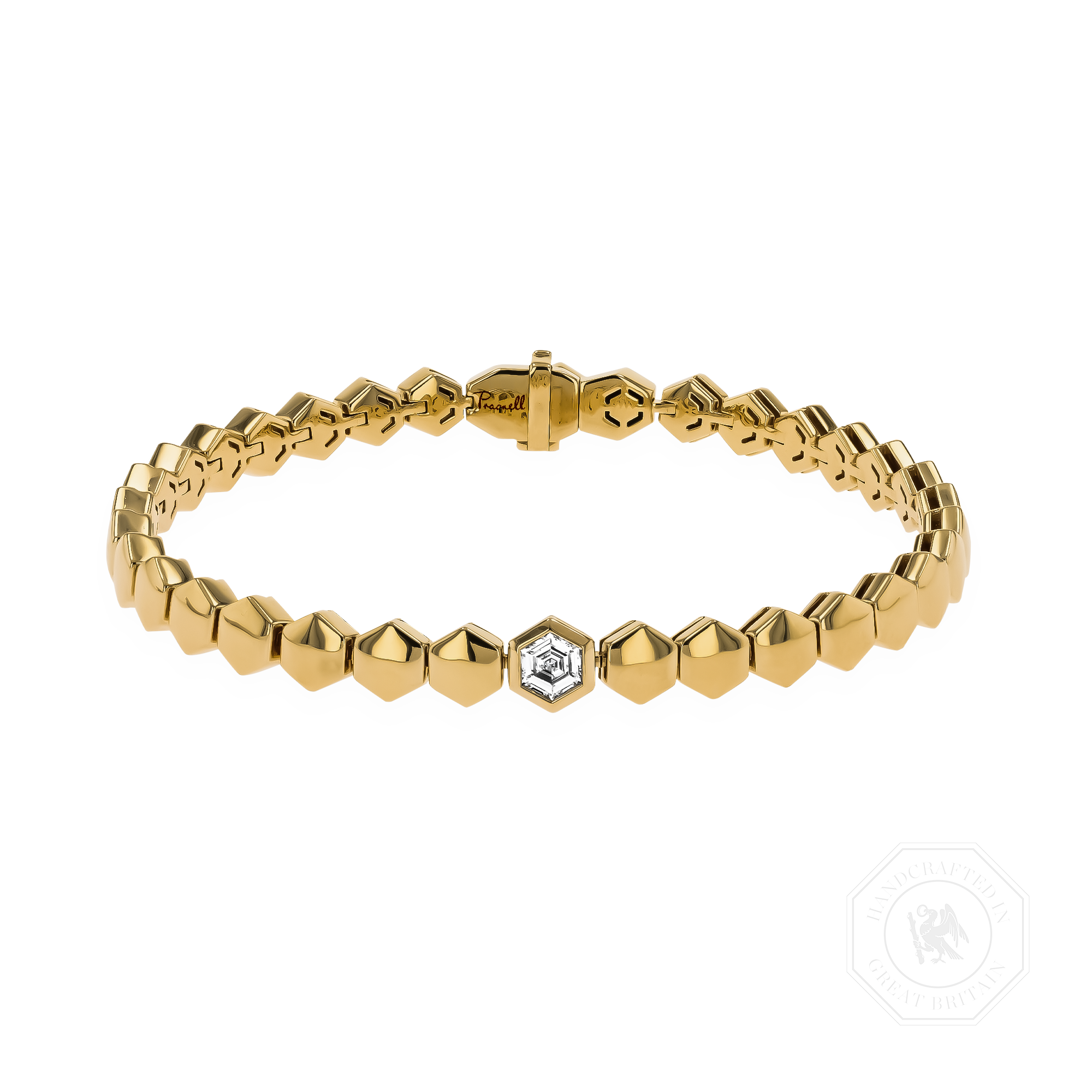 Honeycomb 0.33ct Diamond Bracelet Hexagonal Cut, Rubover Set_1