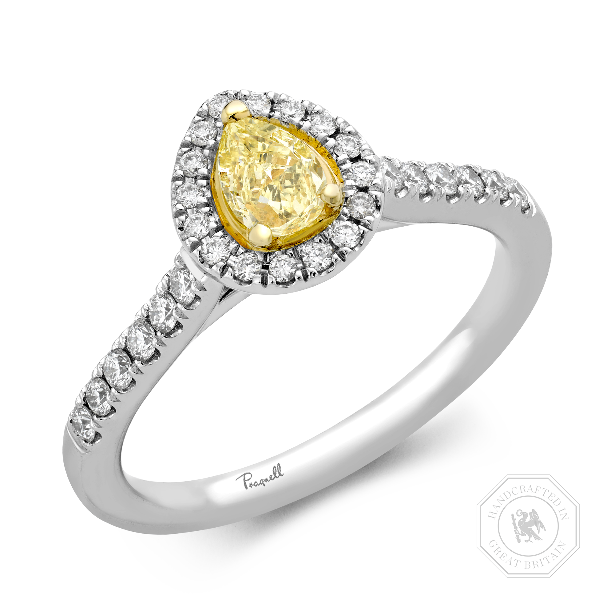 Celestial 0.31ct Fancy Light Yellow Diamond Cluster Ring Pear Shape, Claw Set_1