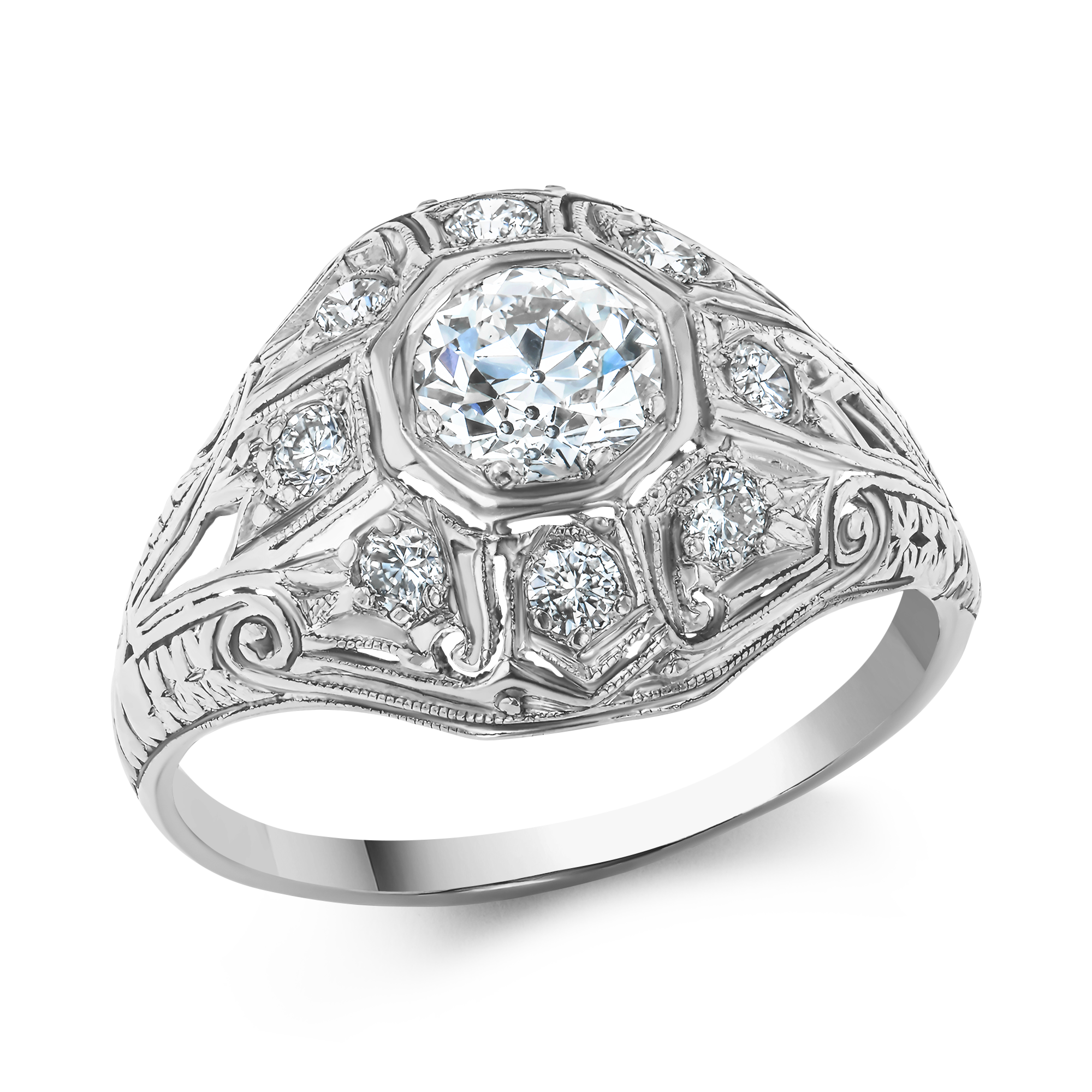 Old European Cut Diamond Cluster Ring Old European Cut, Claw Set_1