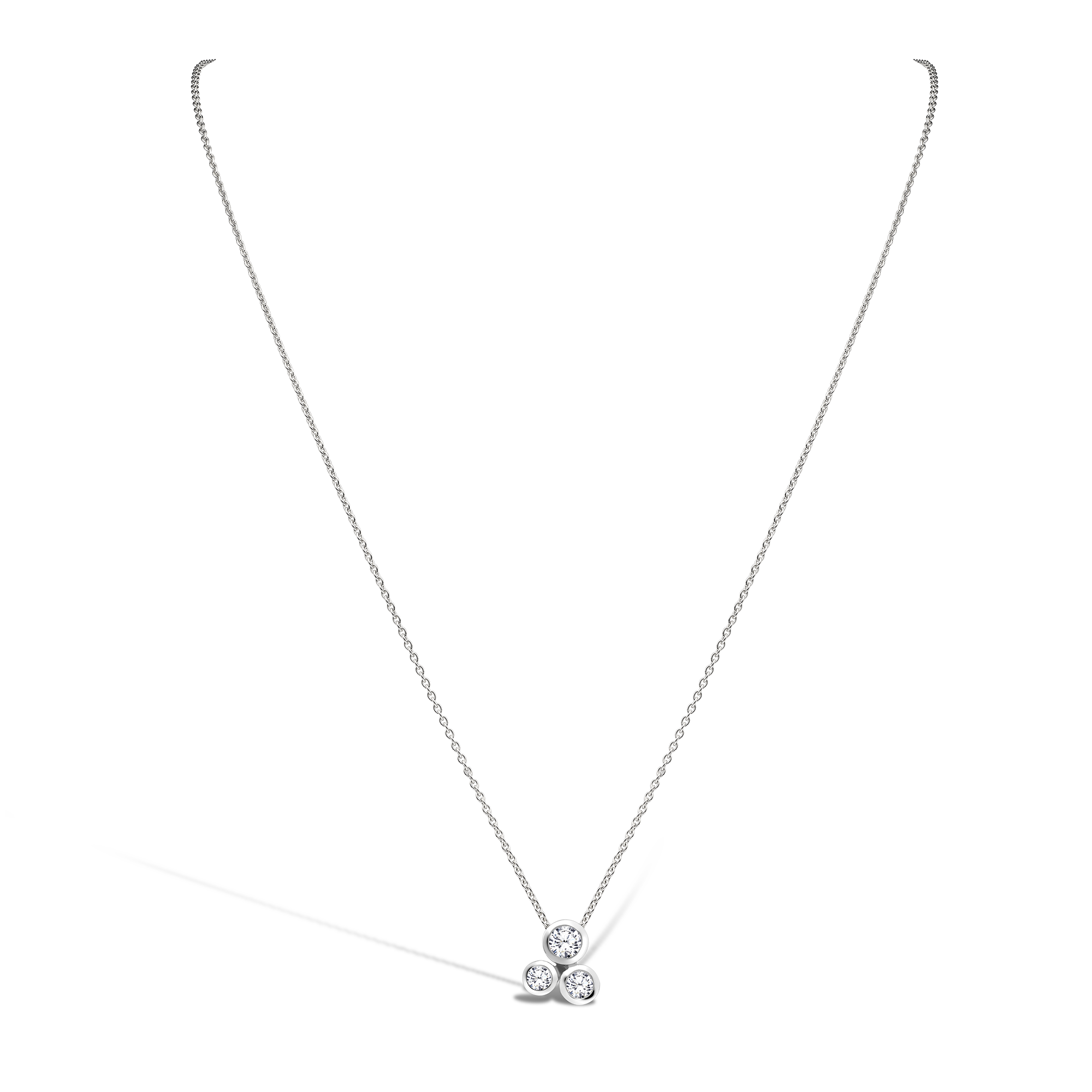 Bubbles Diamond Pendant Necklace Brilliant Cut, Rubover Set_2