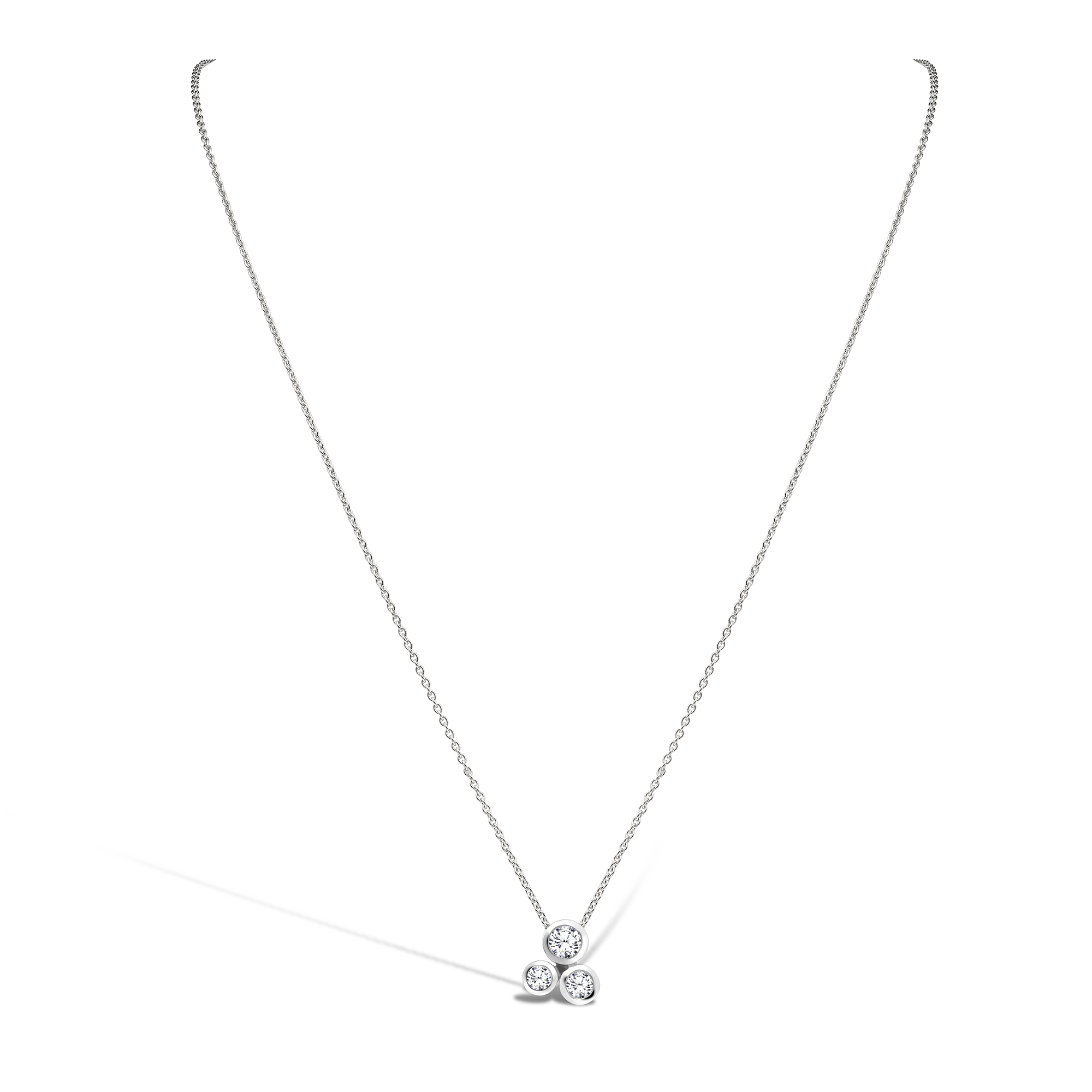 Bubbles Diamond Pendant Necklace Brilliant Cut, Rubover Set_2