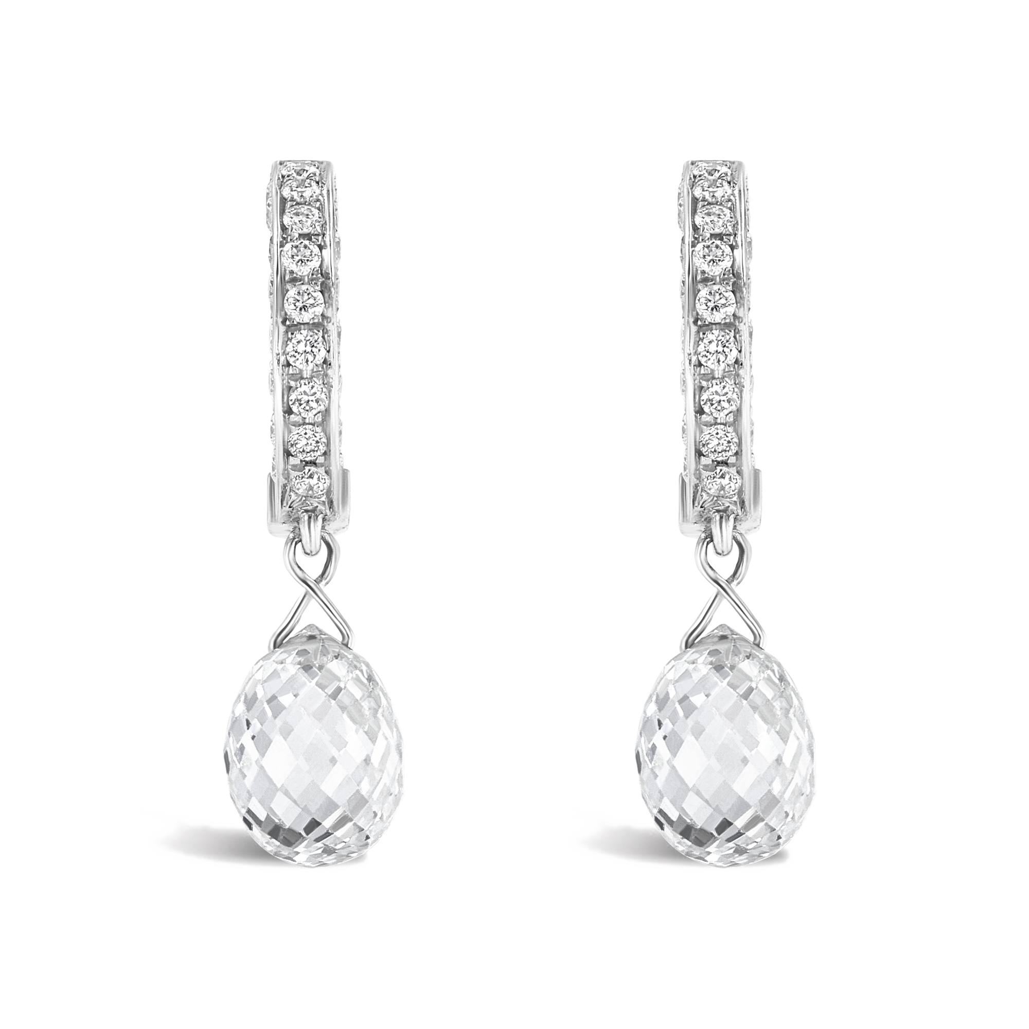 Briolette Diamond Drop Earrings Briolette & Brilliant Cut, Thread Set_2
