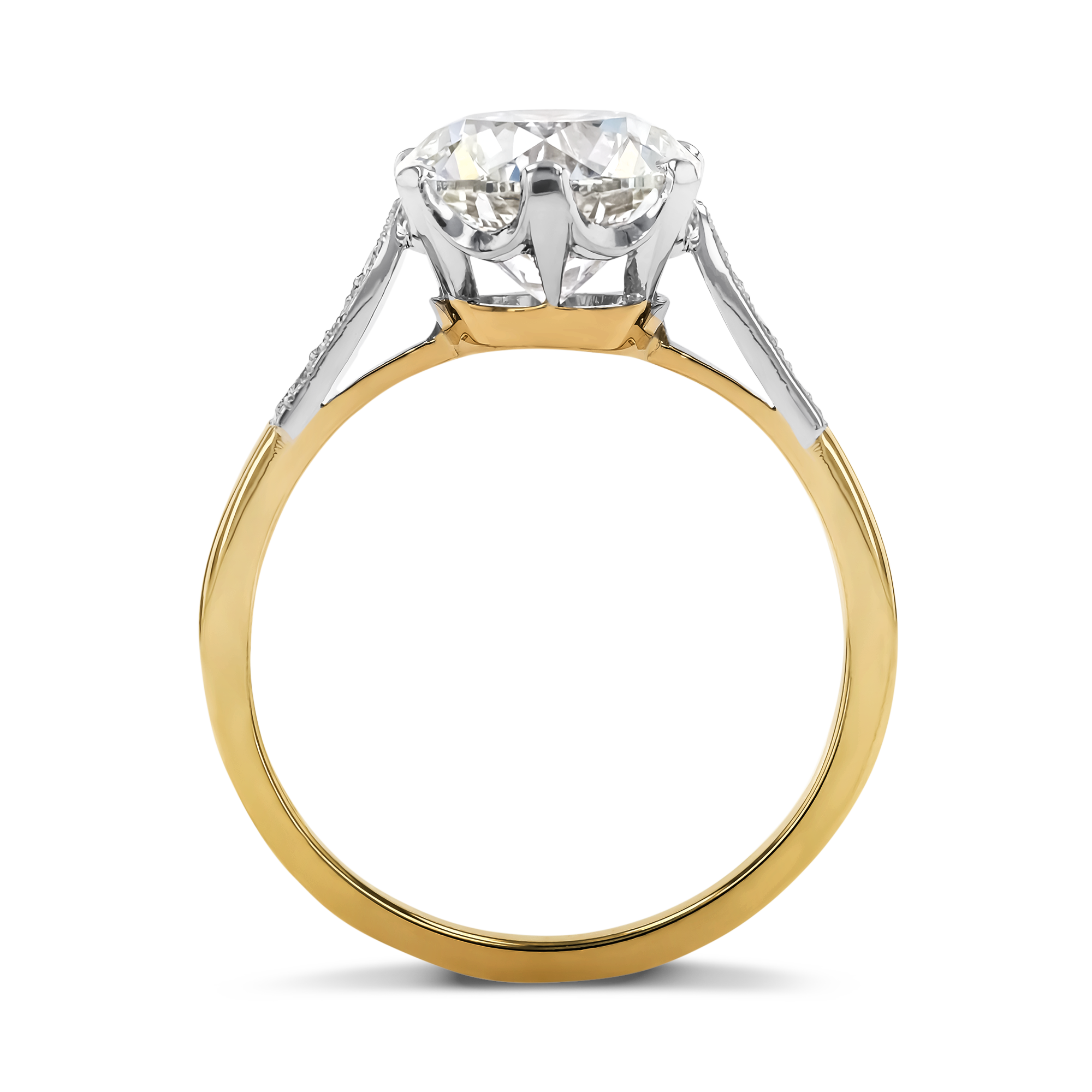 Solitaire Diamond Ring with Diamond Set Shoulders Brilliant cut, Claw set_3