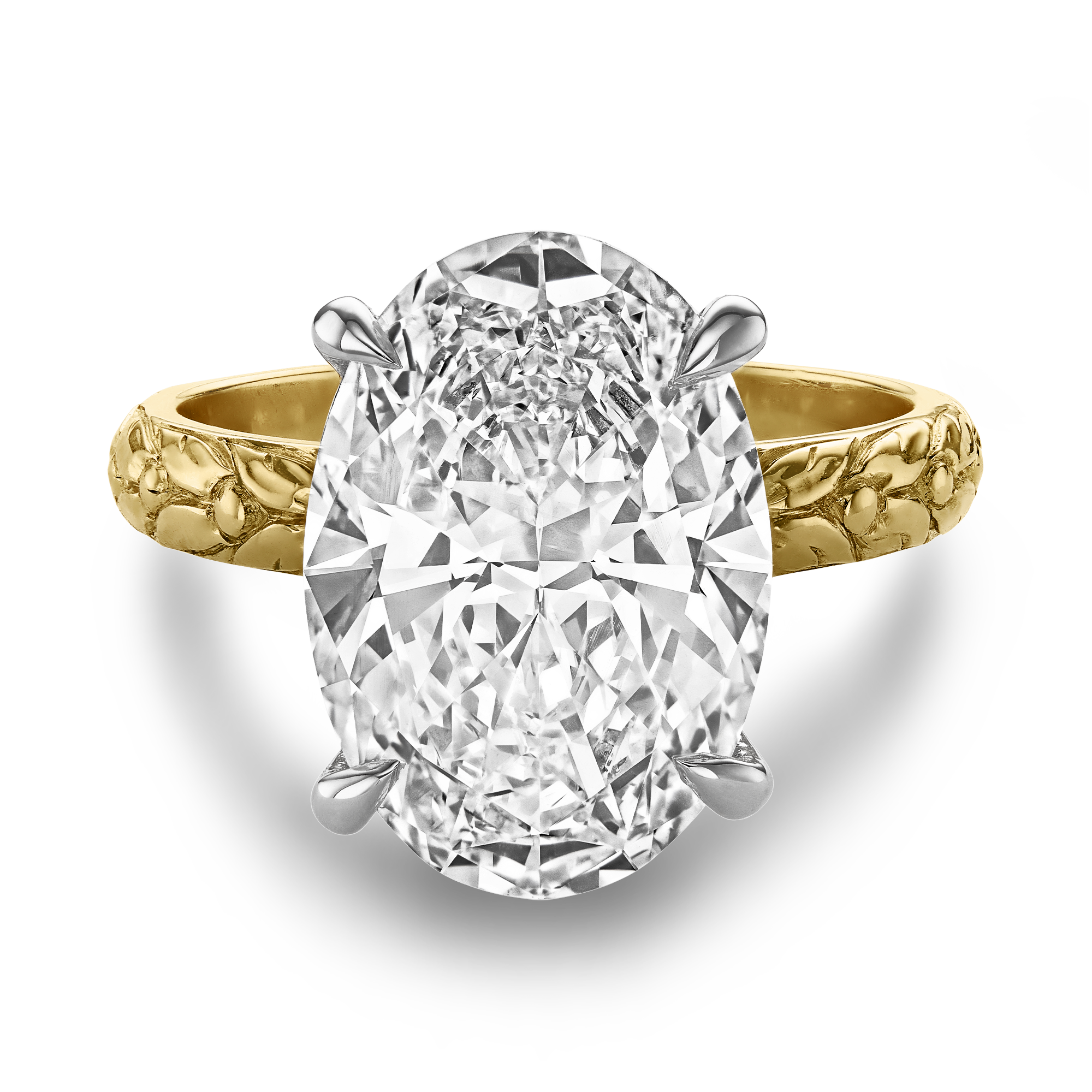 Masterpiece Apple Blossom Setting D Flawless Type IIA Oval Cut Diamond Ring Oval Cut, Four Claw Set_2