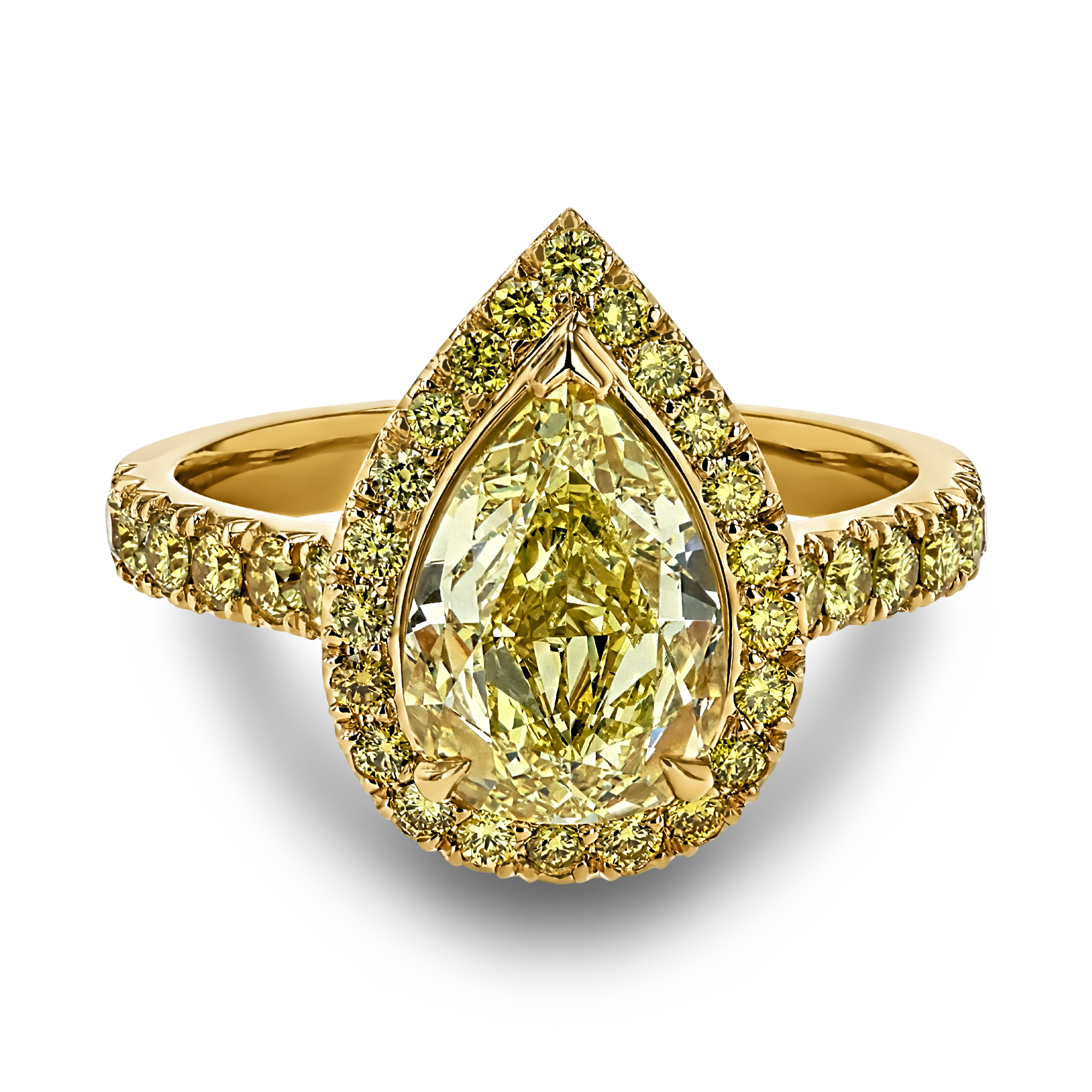 Masterpiece Celestial Fancy Yellow Pear Cut Diamond Ring Pear & Brilliant Cut, Claw Set_2