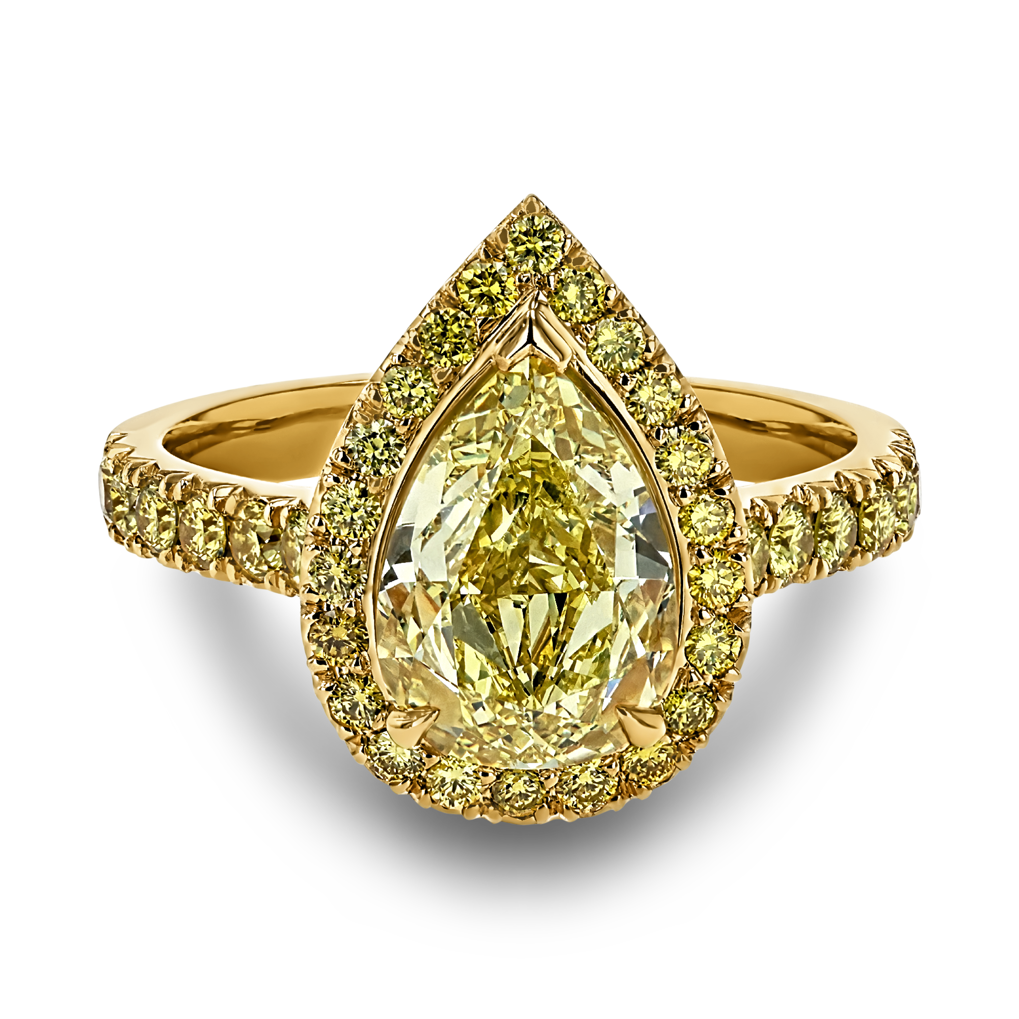 Masterpiece Celestial 2.44ct Fancy Yellow Pearshape Diamond Cluster Ring Pearshape, Claw Set_2