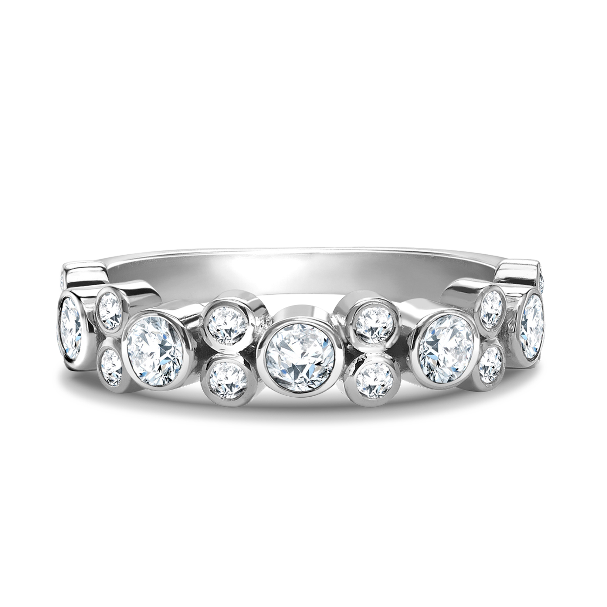 Bubbles Diamond Band Ring Brilliant Cut, Rubover Set_2