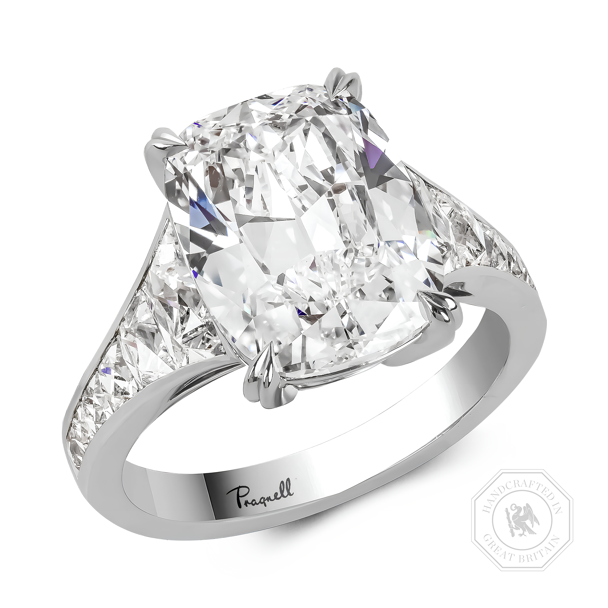 Masterpiece Pragnell Setting 5.02ct Diamond Ring Antique Cushion Cut, Claw Set_1