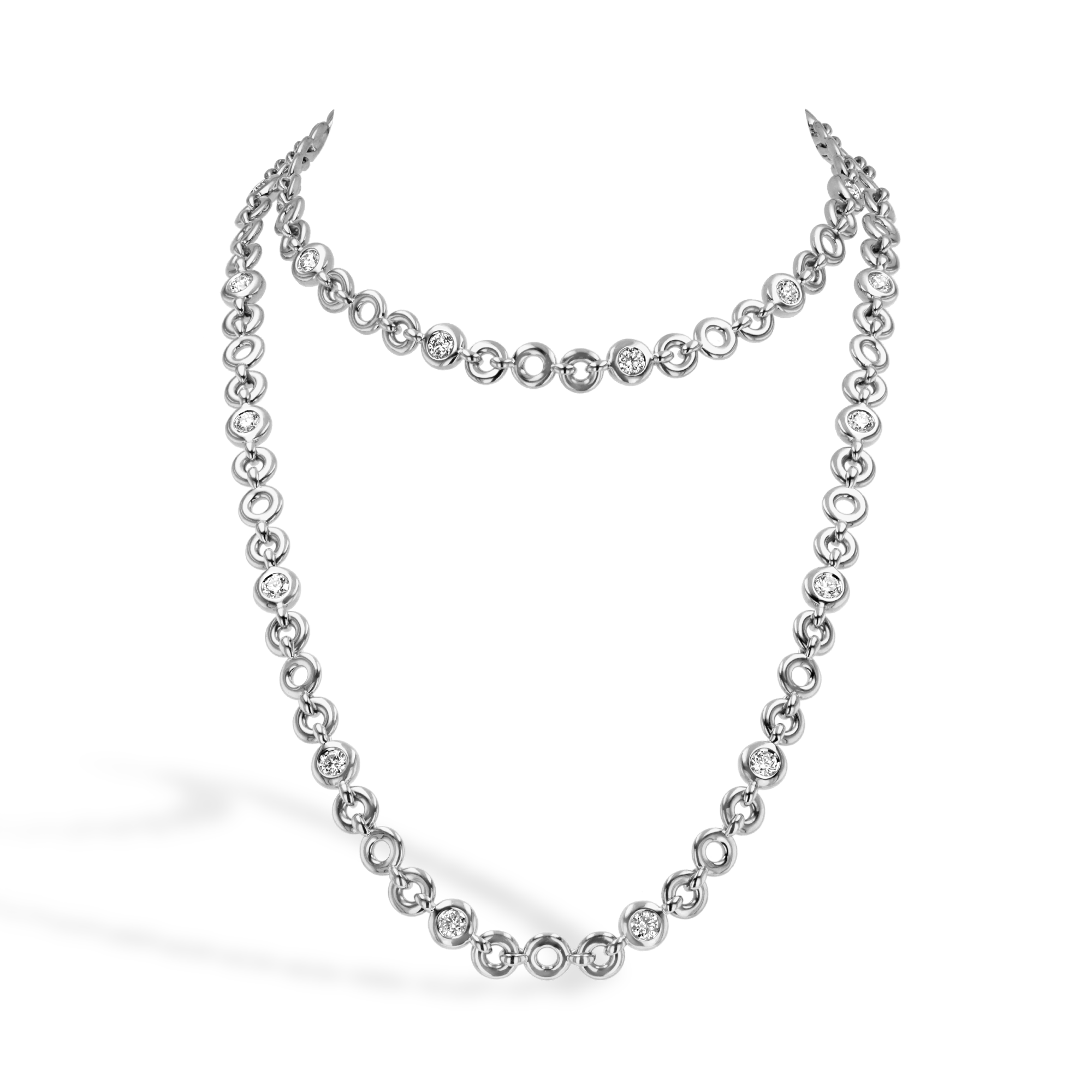 RockChain Ten Stone Diamond Necklace Brilliant Cut, Rubover Set_1