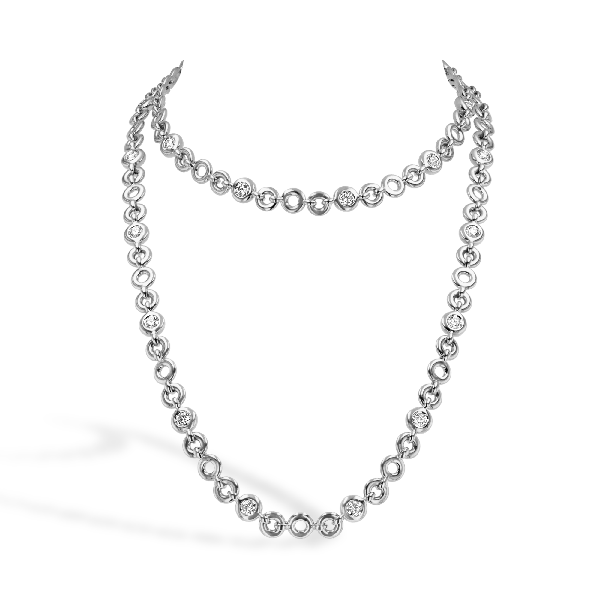 RockChain Ten Stone Diamond Necklace Brilliant Cut, Rubover Set_1