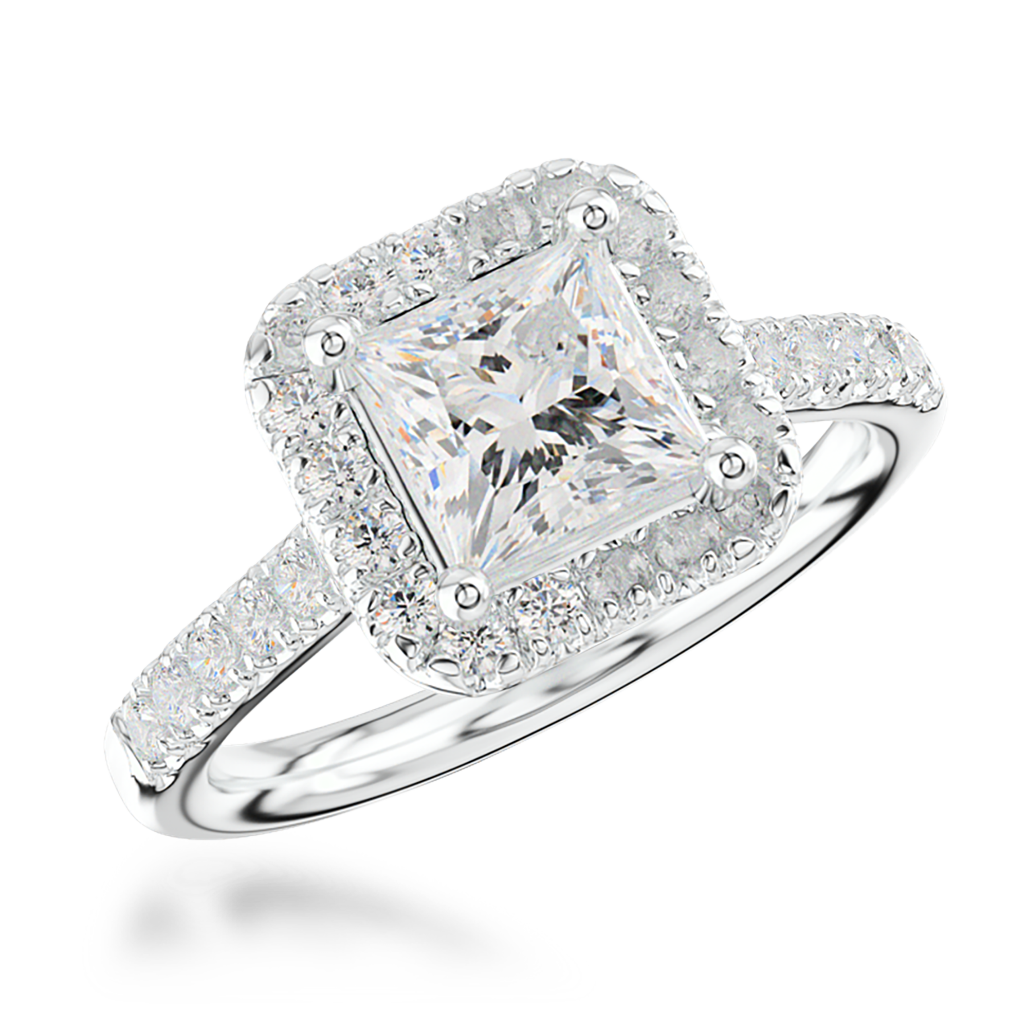 1.20CT Diamond Cluster Ring Princess Cut, Cluster, Brilliant Shoulders_1