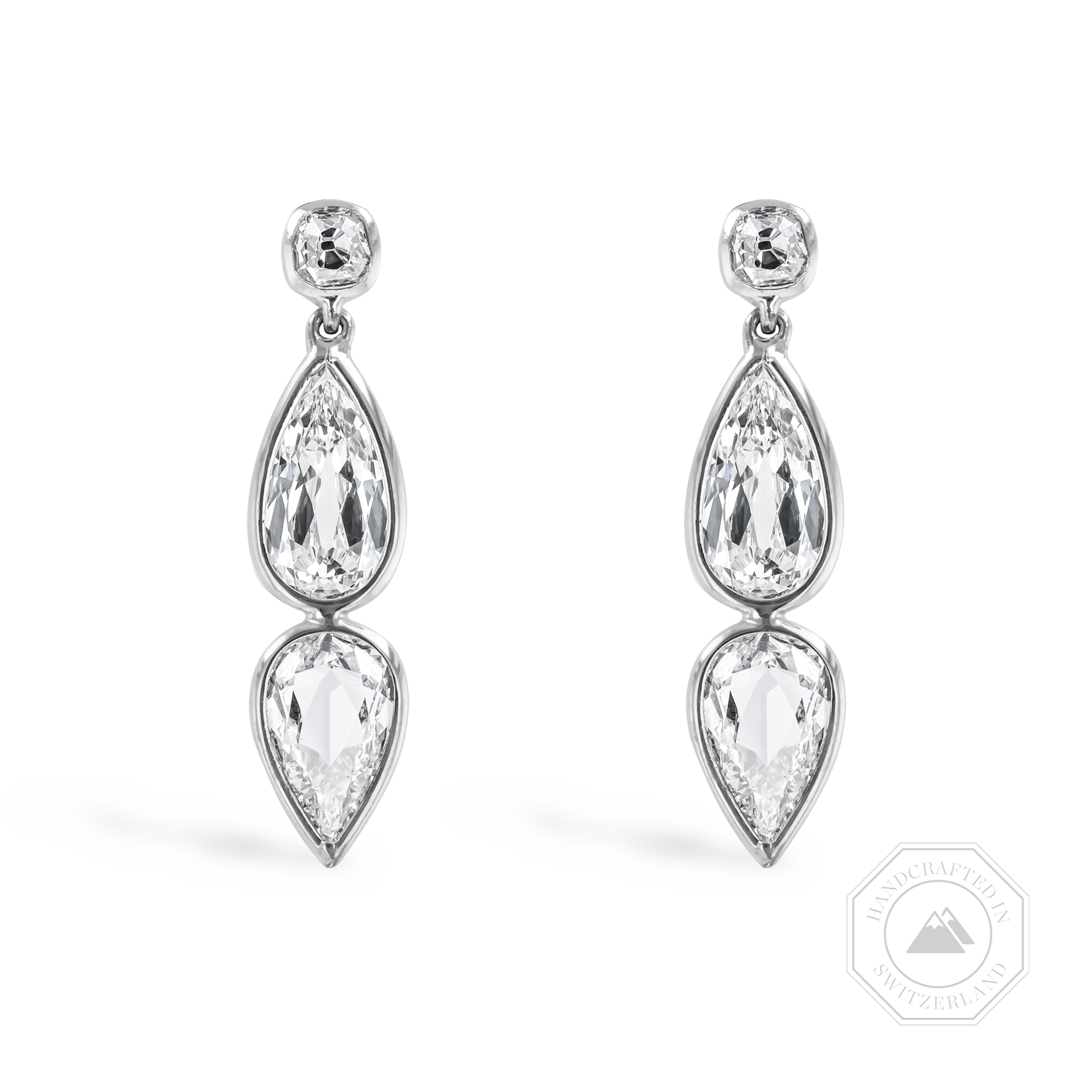 Pear Shaped Diamond Earrings in 18ct White Gold_1