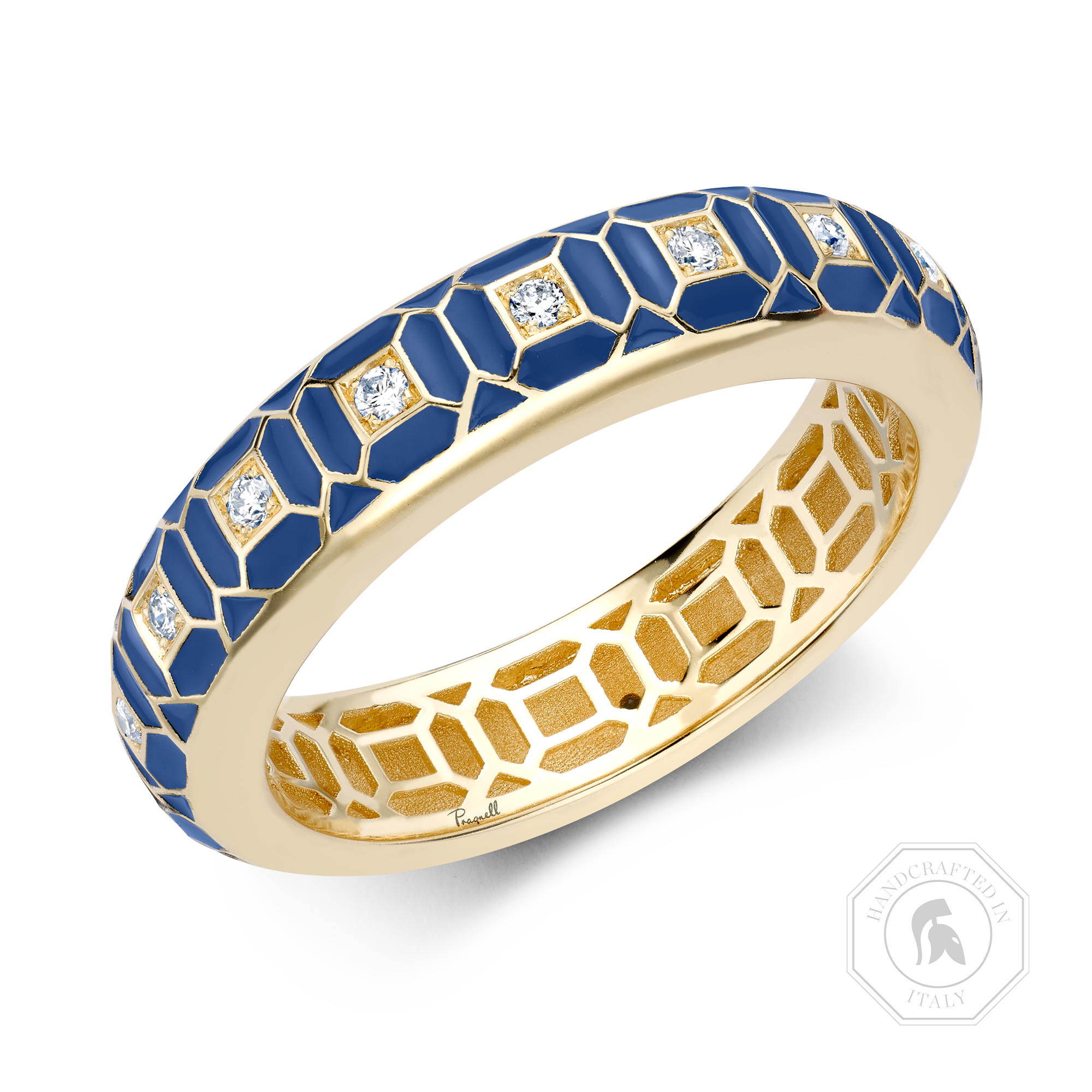 Revival Royal Blue Enamel and Diamond Ring Brilliant cut, Claw set_1