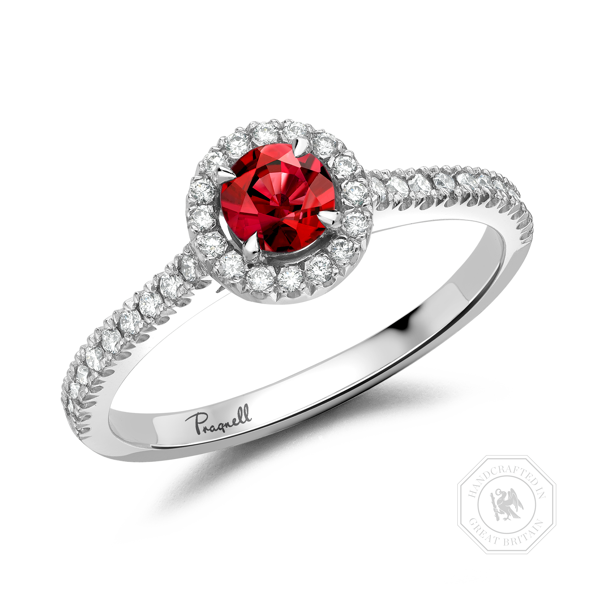Celestial 0.37ct Ruby and Diamond Cluster Ring Brilliant cut, Claw set_1