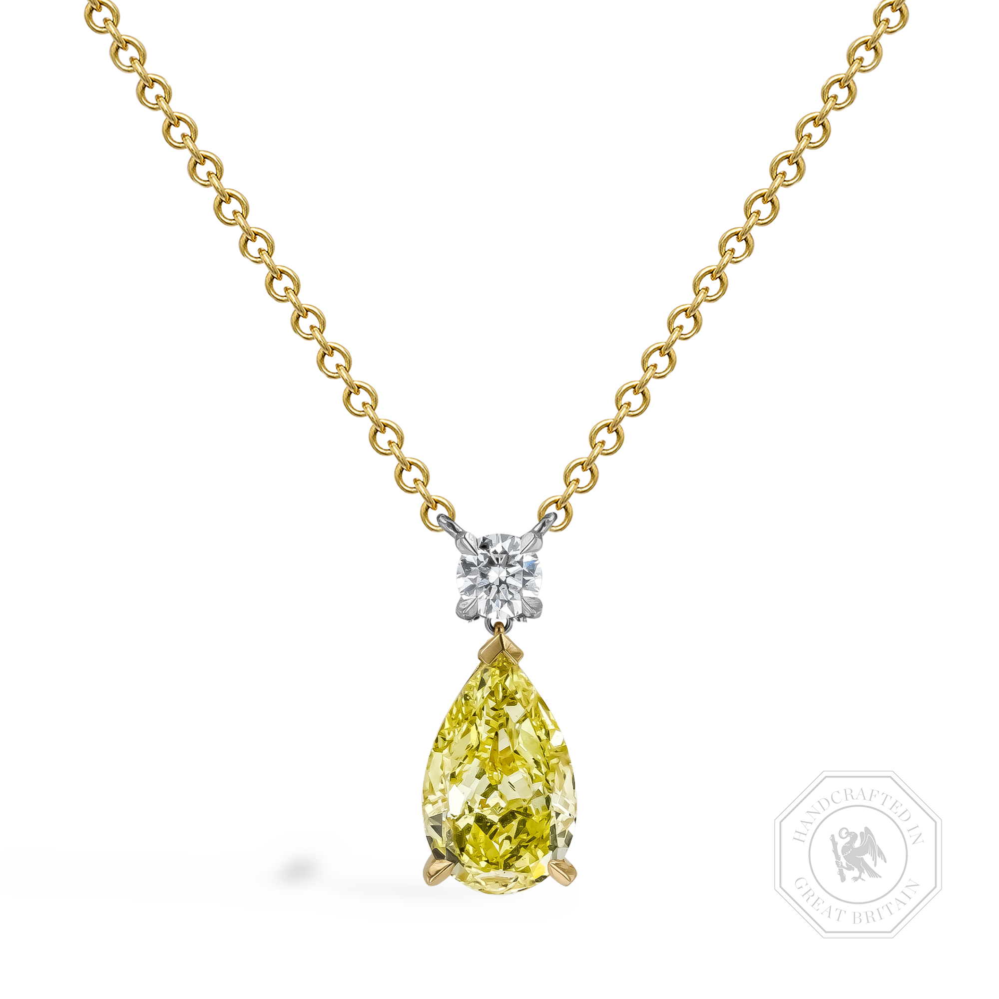 Pear Shaped 1.60ct Kimberley Fancy Intense Yellow Diamond Pendant Pear Shaped, Claw Set_1