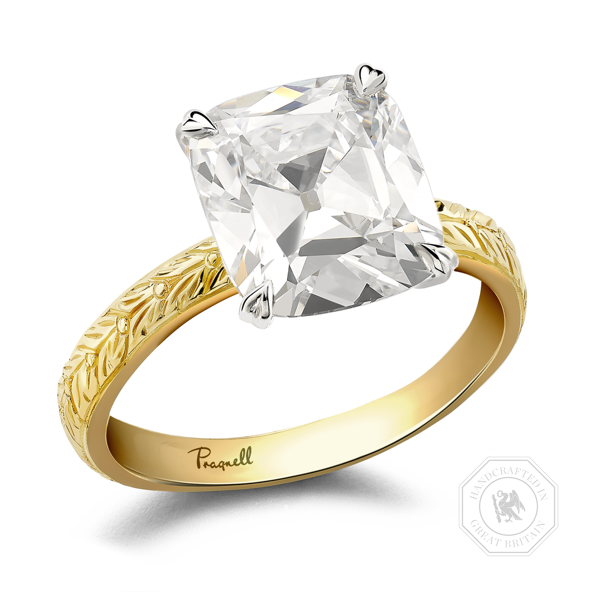 Antique Cushion Cut 2.81ct Golconda Diamond Ring Antique Cushion Cut, Claw Set_1
