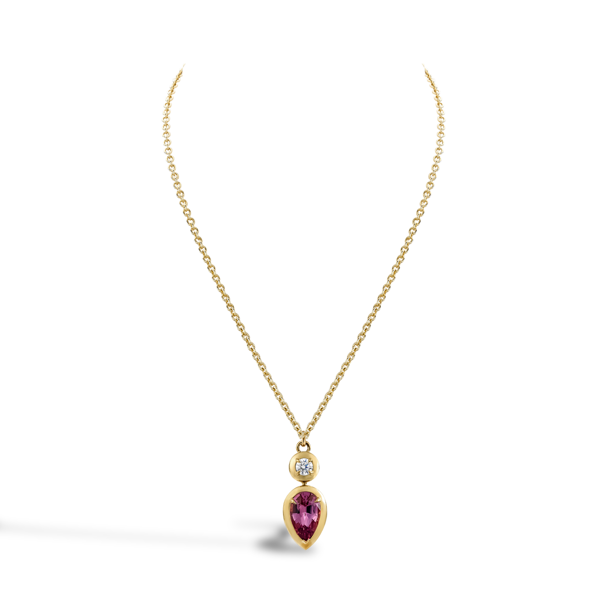 Skimming Stone 2.66 Kitulo Garnet and Diamond Pendant Pear Shaped & Brilliant Cut , Claw Set_2