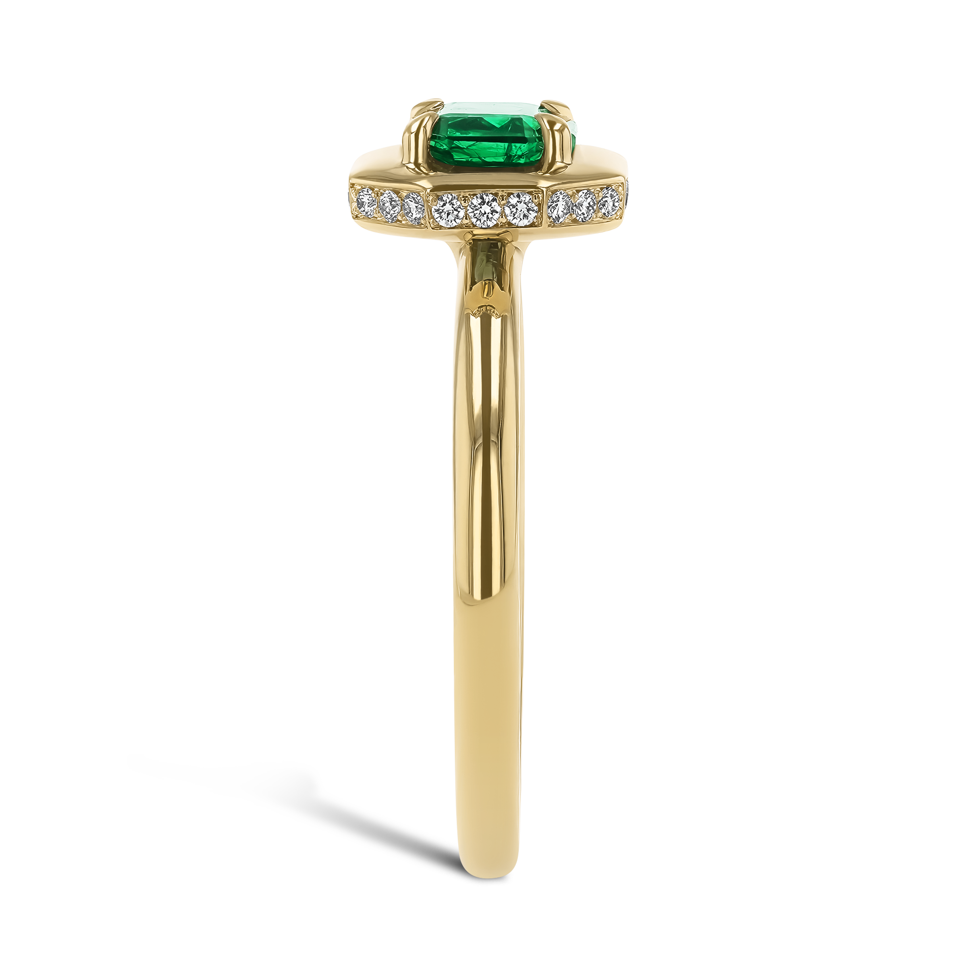 Skimming Stone 1.01ct Emerald and Diamond Ring Octagonal Cut, Claw Set_4