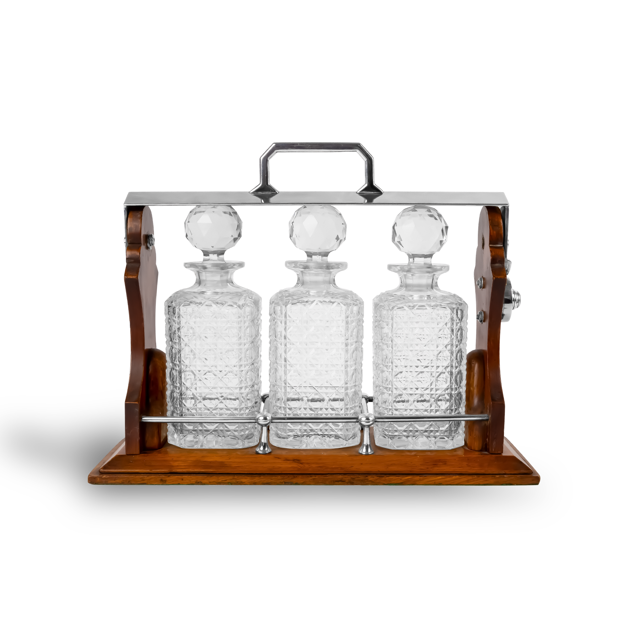 Silver Queen Victoria Three Bottle Decanter Tantalus _1