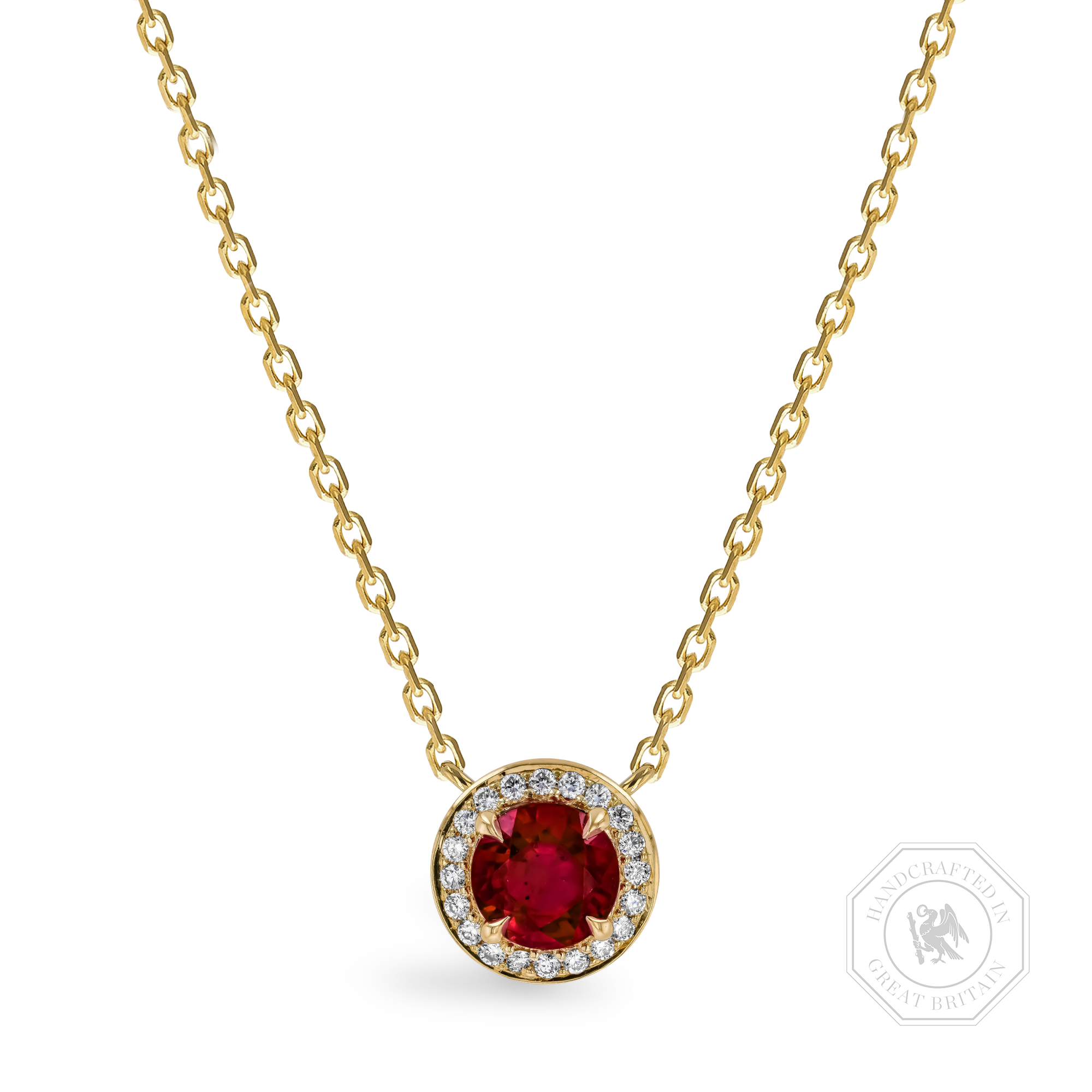 Brilliant Cut 1.25ct Ruby and Diamond Pendant Brilliant cut, Claw set_1